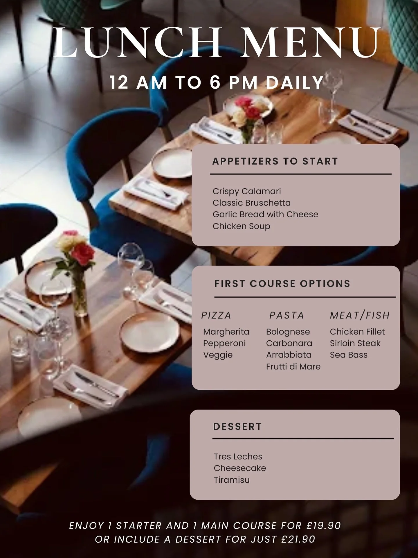 🥂 Lunch just got better!
Join us at Tirana Palace, Wood Green &mdash; 12PM to 6PM daily 🍽
✨ Starter + Main for &pound;19.90
✨ Or include Dessert for &pound;21.90
Your midday treat awaits! 😋

🇦🇱
🥂 Dreka sapo u b&euml; edhe m&euml; e mir&euml;!
E