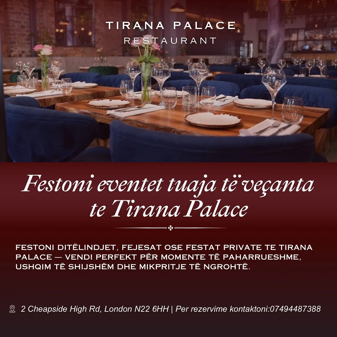 ✨ Festoni momentet tuaja t&euml; ve&ccedil;anta me ne! ✨
N&euml; Tirana Palace Restaurant, &ccedil;do event &mdash; nga dit&euml;lindjet e deri te festat private &mdash; b&euml;het i paharruesh&euml;m fal&euml; ushqimit t&euml; shk&euml;lqyer dhe mik
