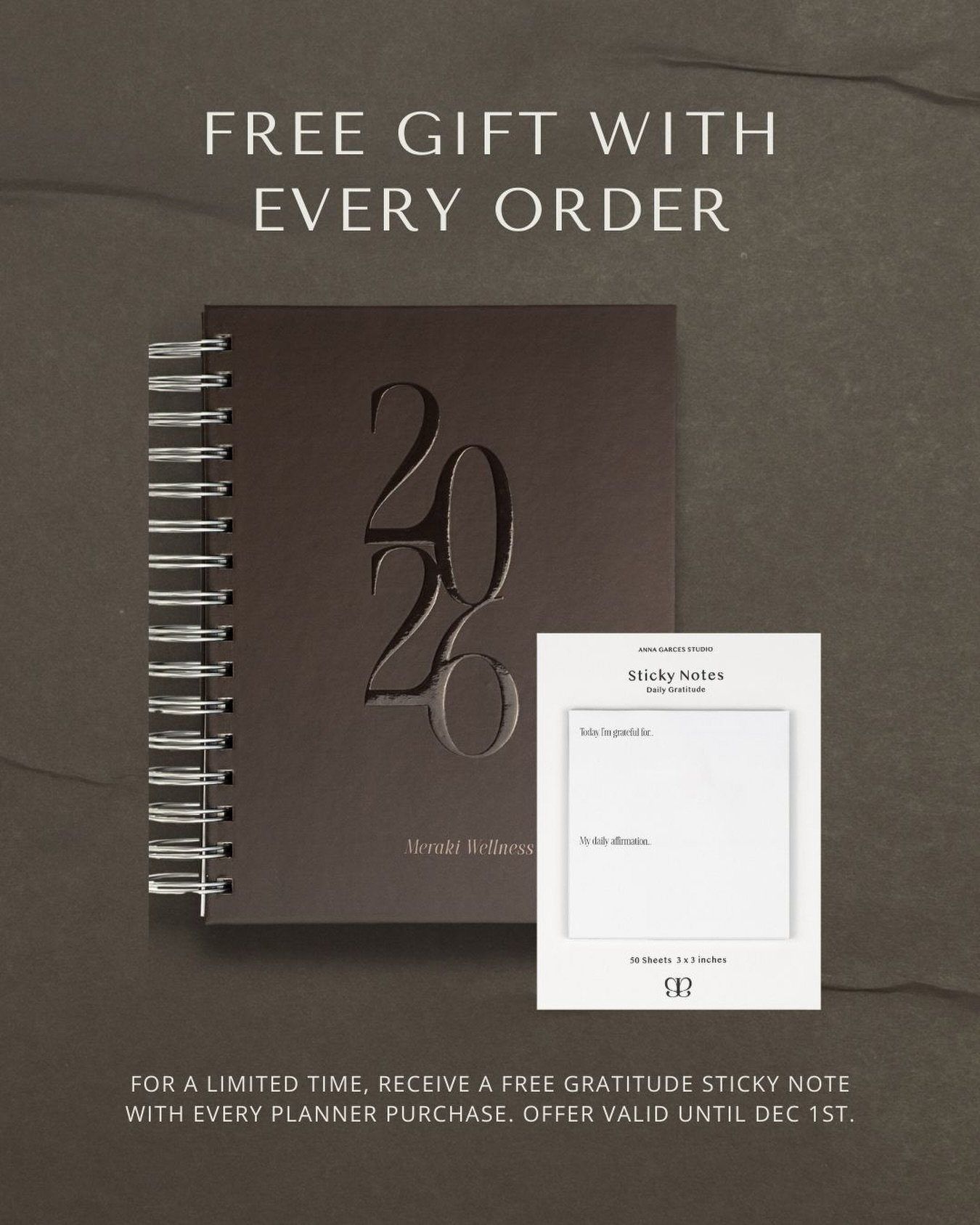 Free gift alert 🚨 for a limited time, enjoy a FREE gratitude sticky note with every planner purchase. Once they&rsquo;re gone, they&rsquo;re gone. Offer now until December 1st.

Find us online. Link in bio ✨