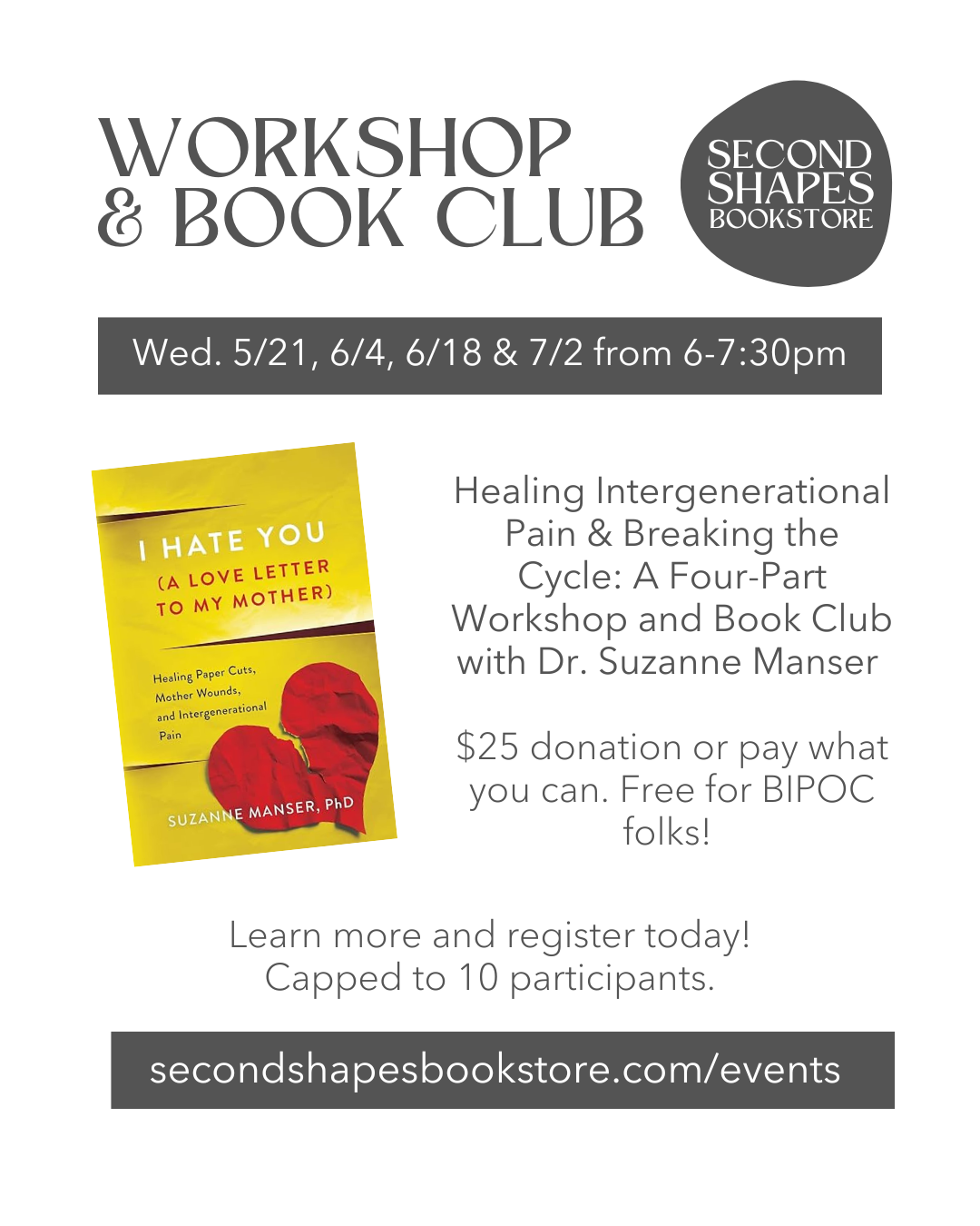 Healing Intergenerational Pain & Breaking the Cycle: A Four-Part Workshop and Book Club with Dr. Suzanne Manser