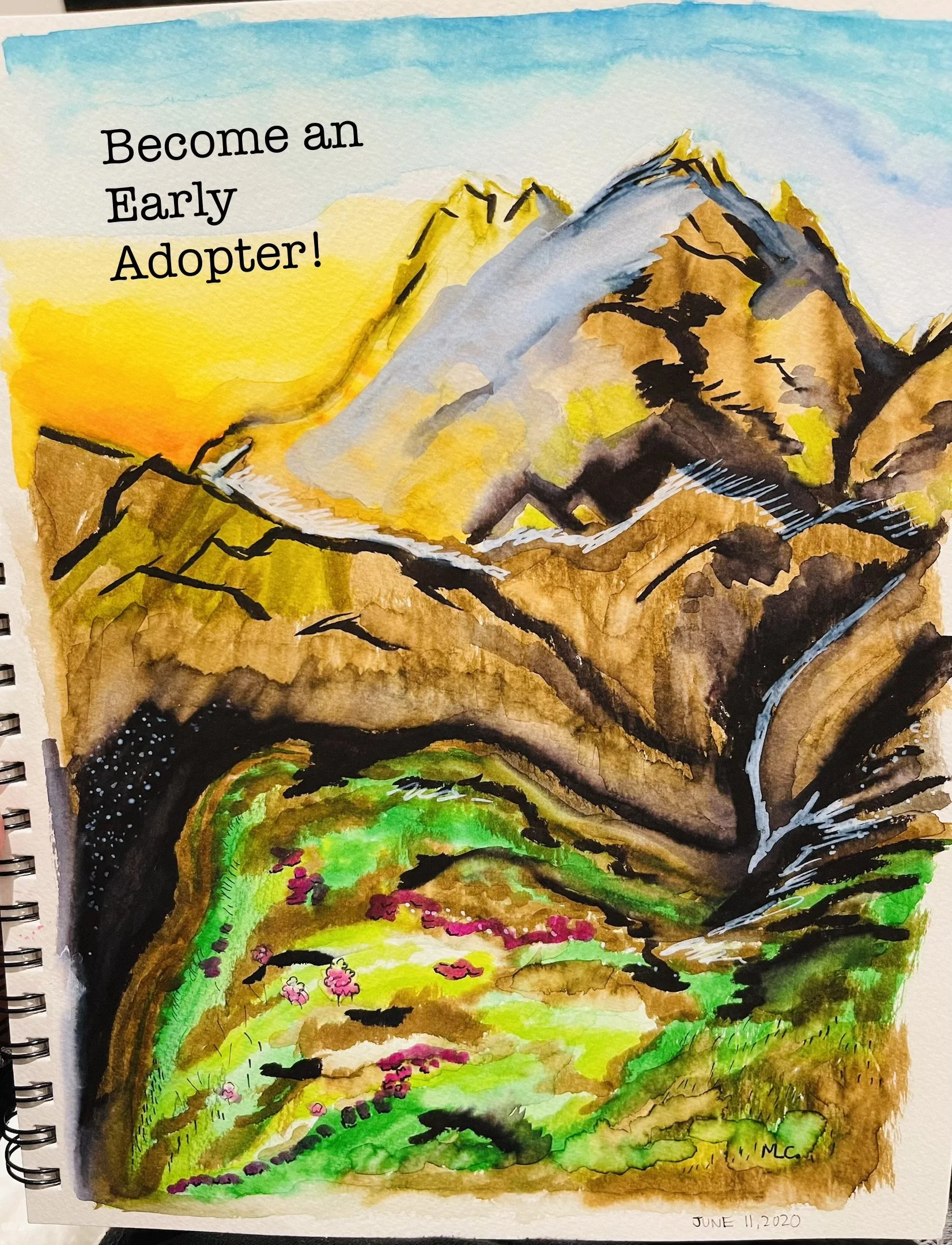 Watercolor 8x10 Art for Abstract Mountain promo