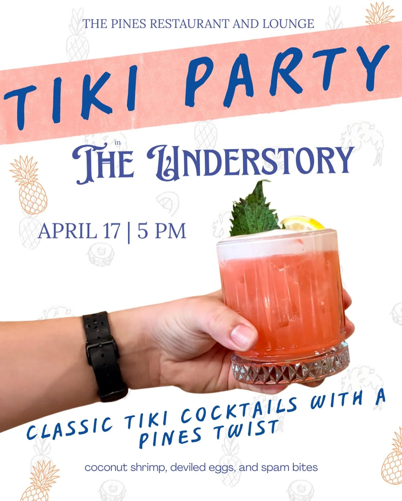Join Nathan and Amanda on Friday, April 17th for a Tiki Takeover in The Understory! Come enjoy classic tiki cocktails, a little tiki culture, and special snacks. Can&rsquo;t wait to spin your favorite tiki drink up for you! 🍹🍤🍍🍋&zwj;🟩