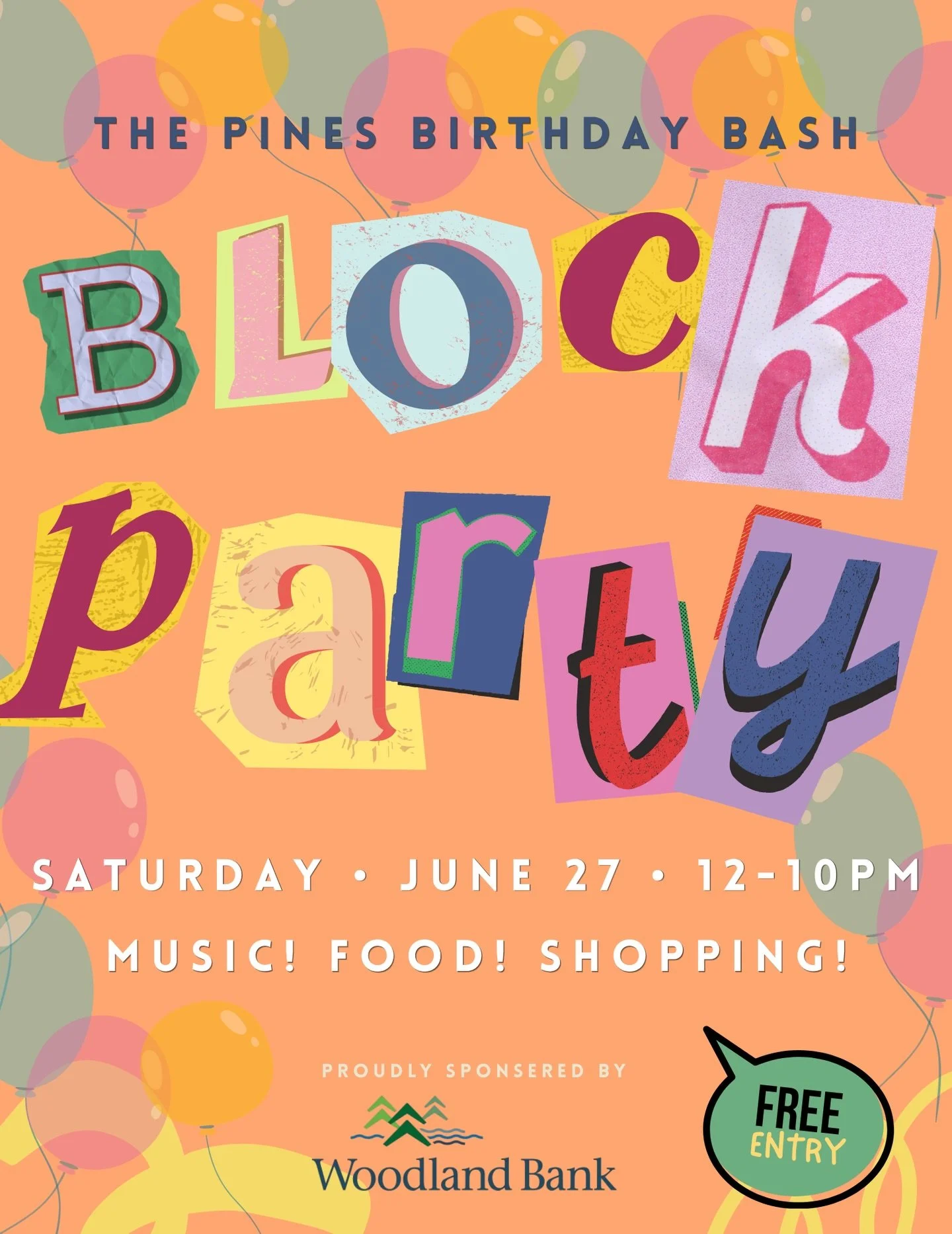 Block party at The Pines 🌲🎶
We&rsquo;re turning ONE!

A celebration of one year, our community, and the continued growth of downtown. Join us in the lot next door on Saturday, June 27th for live music, a local vendor market, and a day filled with g