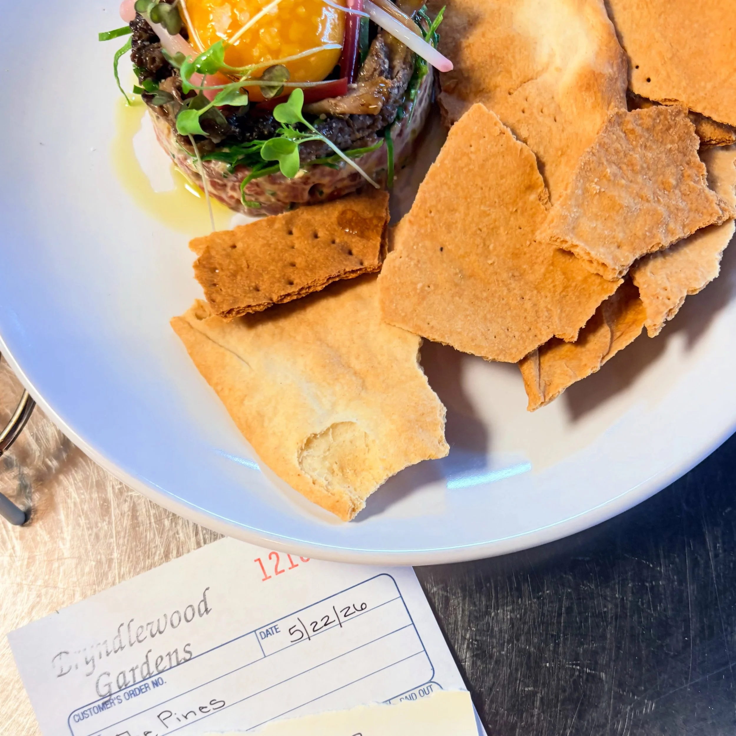 This weekend we featured a beef tartare with morel dressing, ramp tops &amp; pickled ramp bulbs, roasted morels, and a @bryndlewoodgardens egg yolk. 🍄&zwj;🟫WOW was it amazing! As the foraging season comes to a close for ramps, we just want to say h