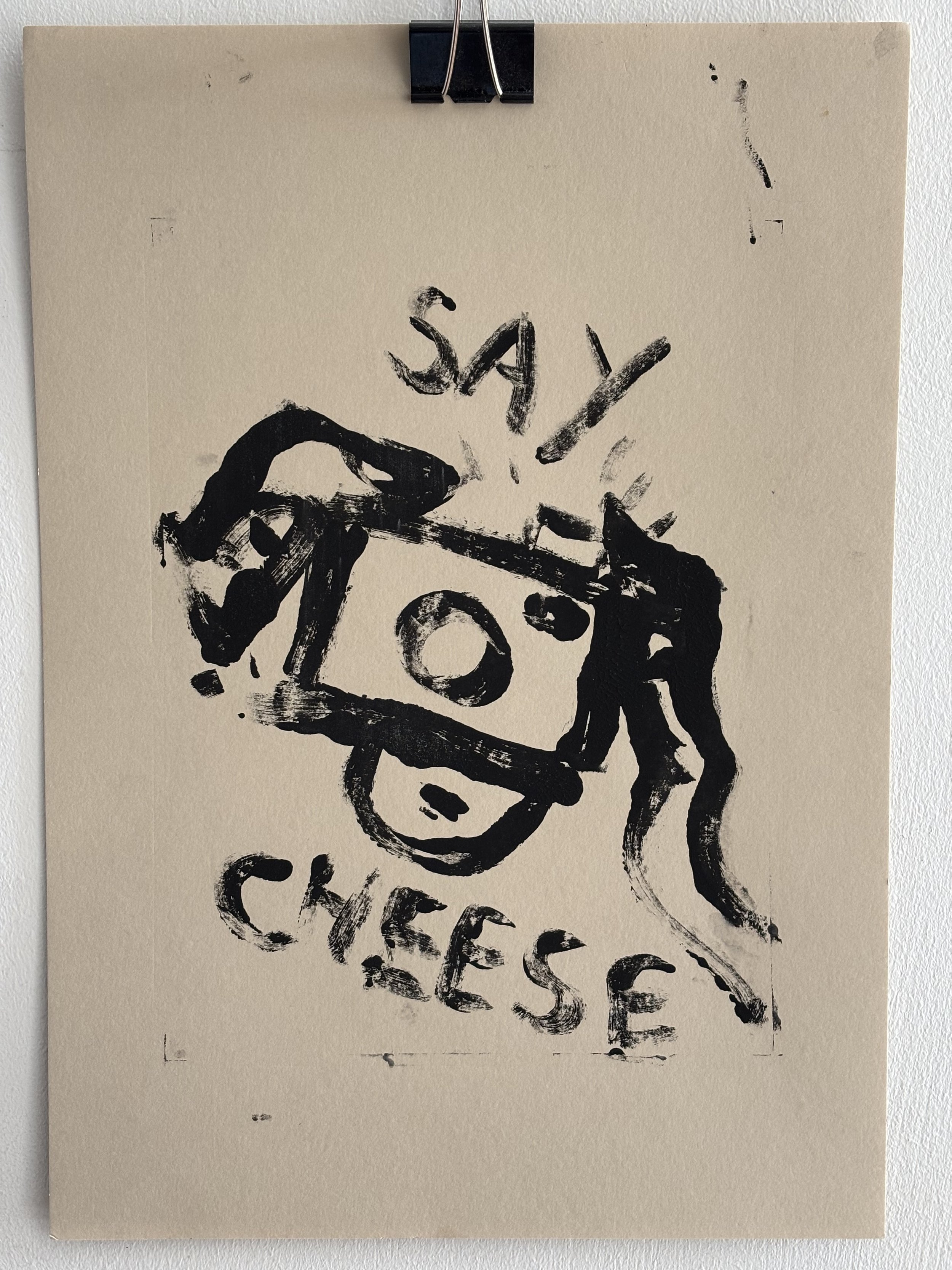 Say cheese, 2025, monoprint on paper, 30x40cm