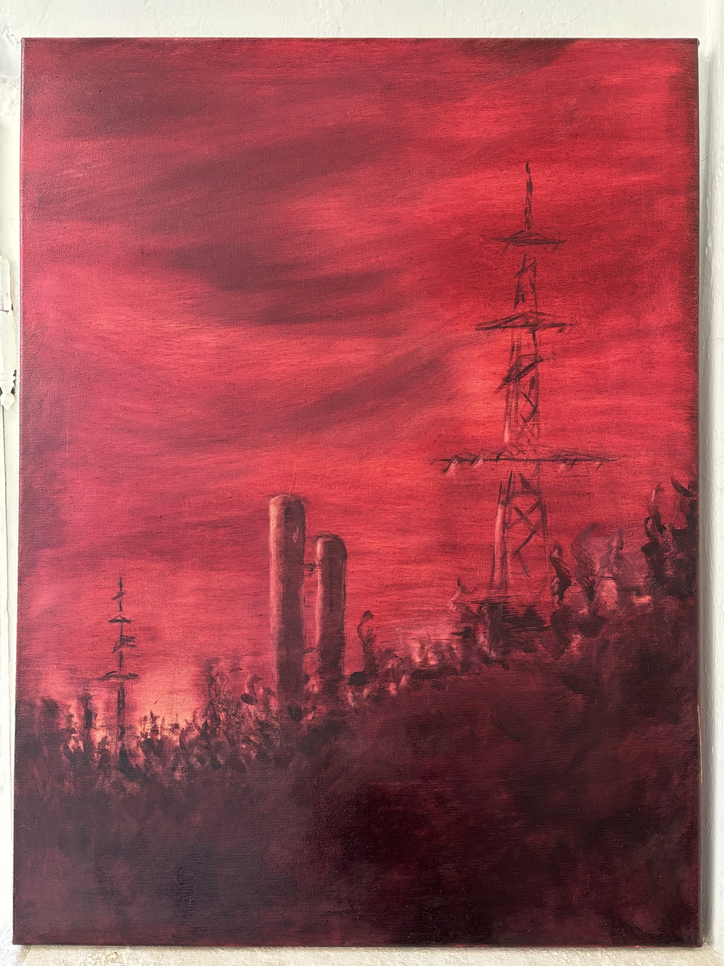 Passenger Seat, 2025, oil and charcoal on canvas, 60×90cm