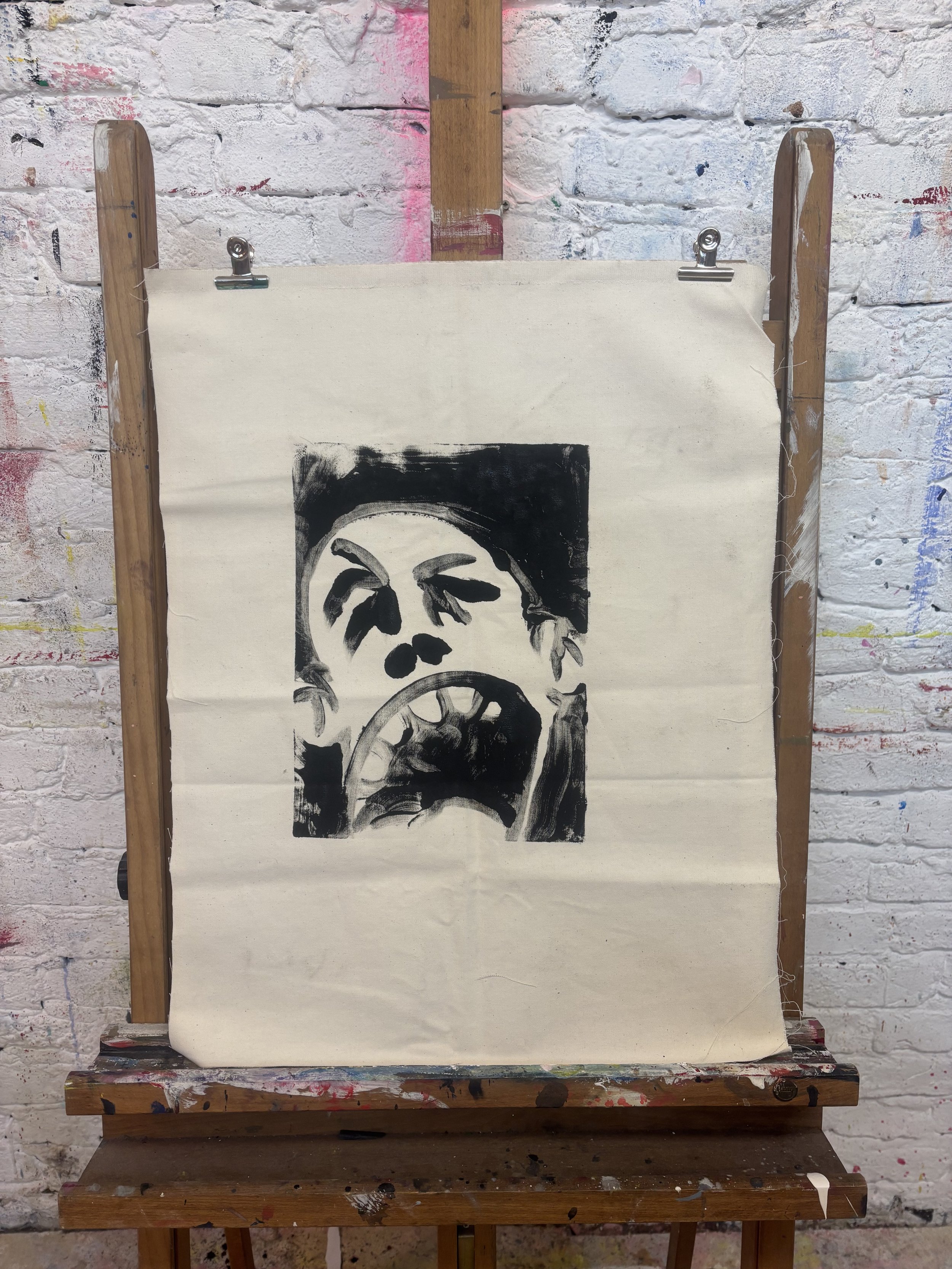 We all scream (1/3), 2025, monoprint on canvas