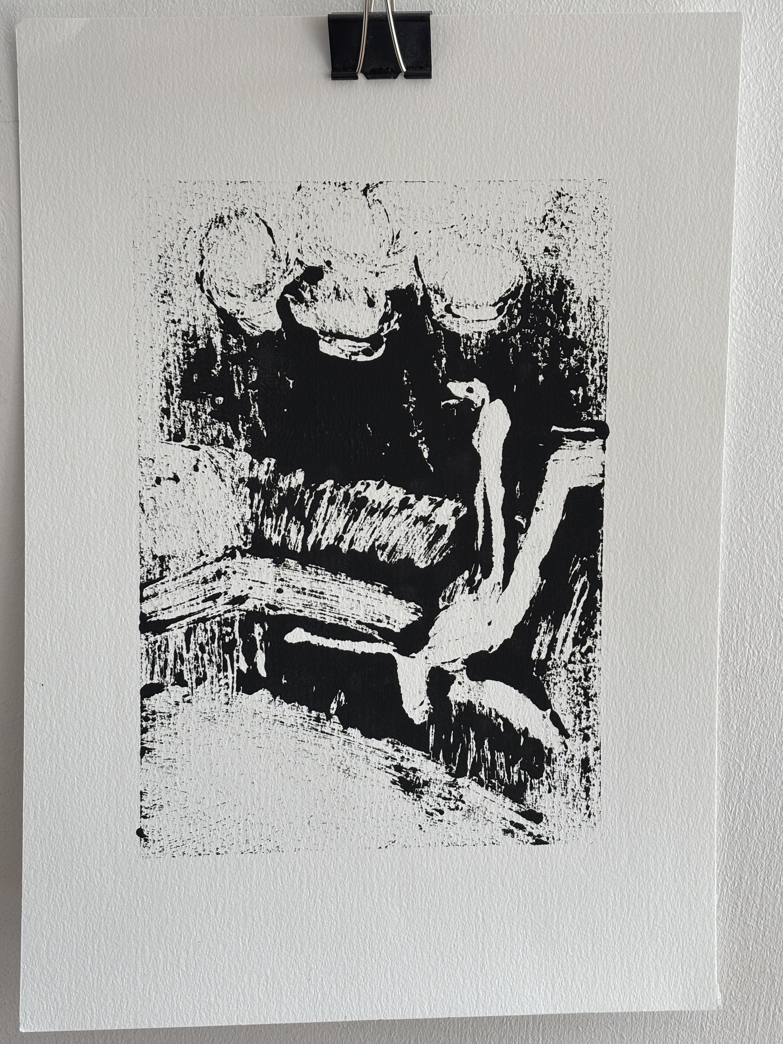 You're fired, 2025, monoprint on paper, 30x40cm