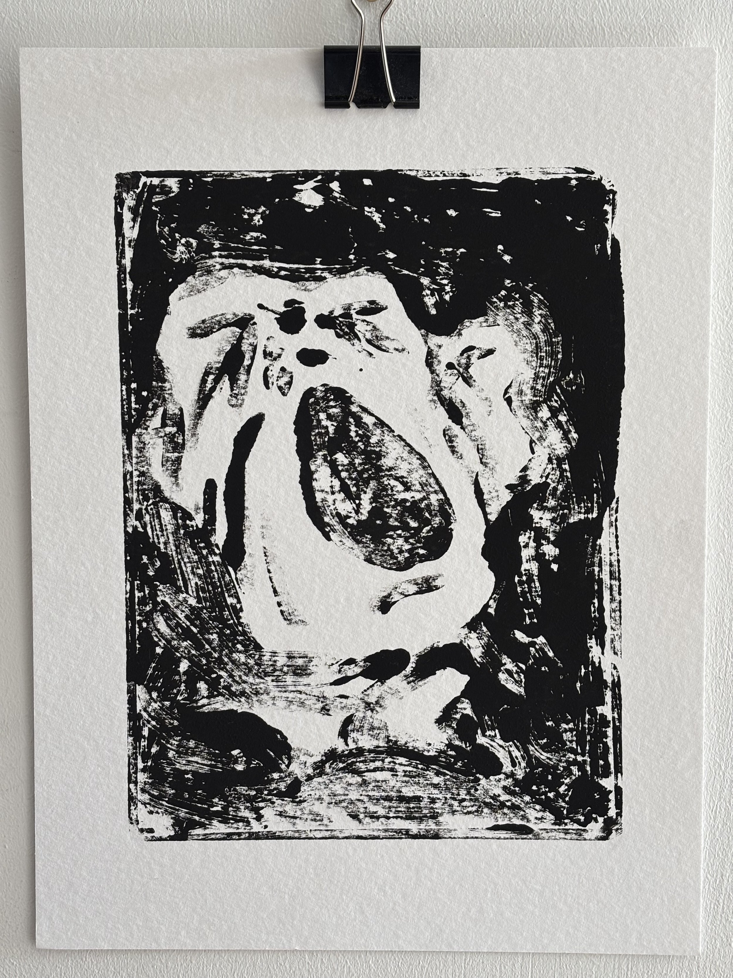 We all scream, 2025, monoprint on paper, 30x40cm