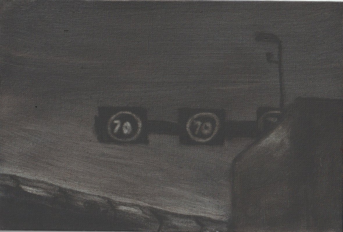 Passenger Seat, 2025, oil and charcoal on canvas board, 20×30cm