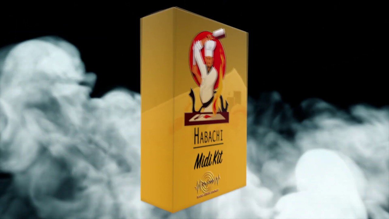 Habachi Midi Kit packaging with chef illustration and smoky background.