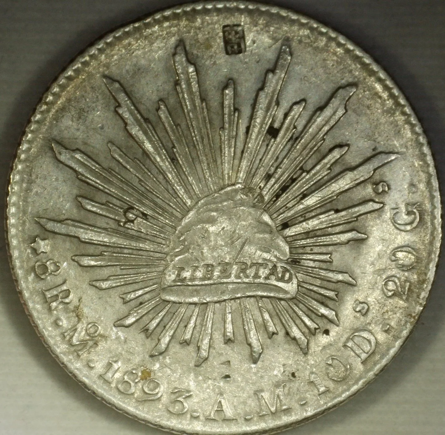 1893 Mo AM First Republic of Mexico 8 Reales