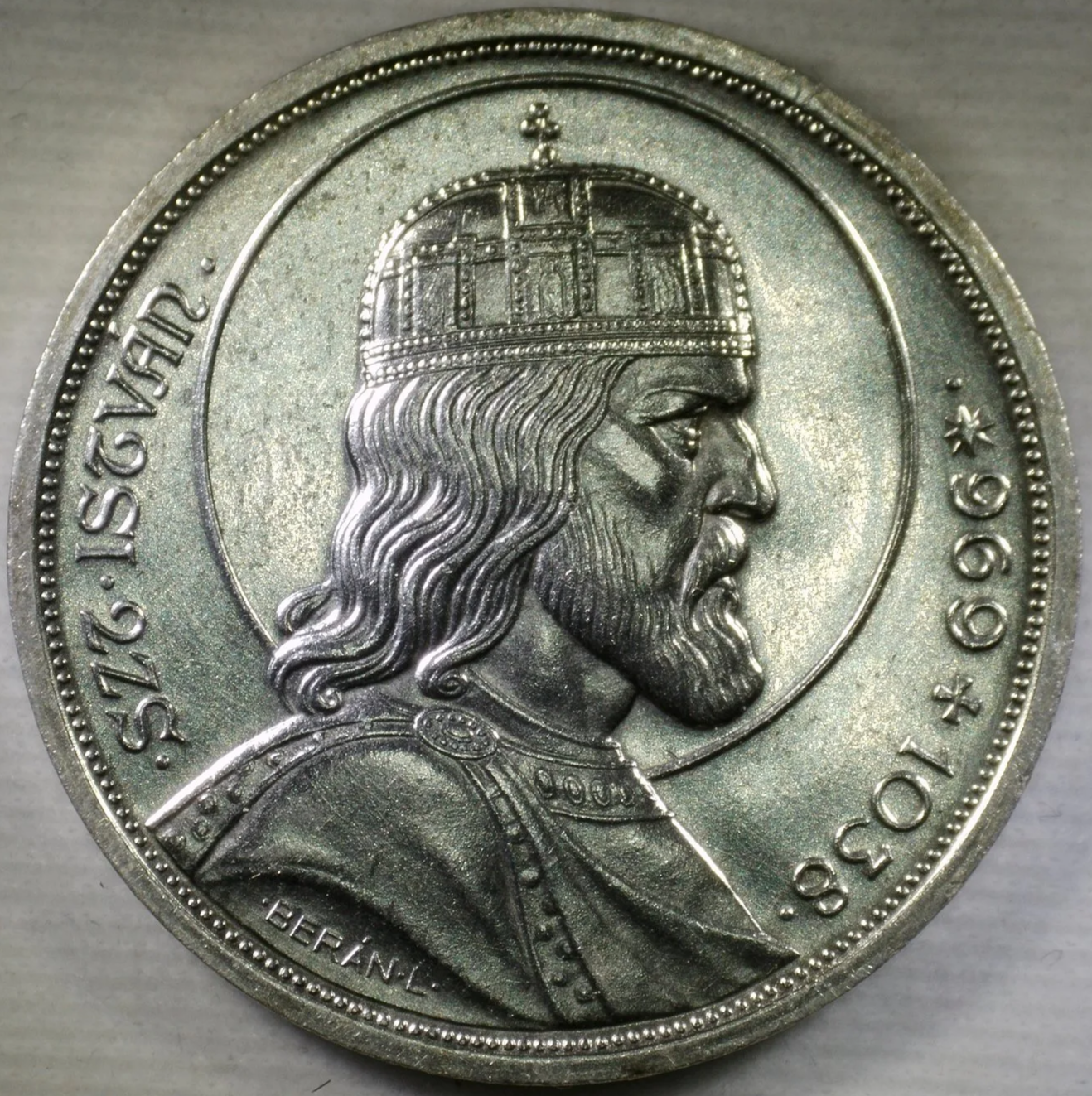 1938 Hungary. Miklós Horthy. 900th Anniversary - Death of St. Stephan Commemorative Issue. 5 Pengő