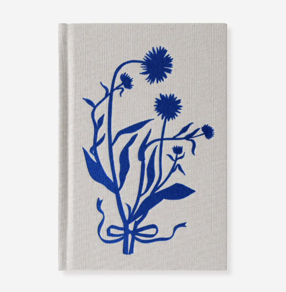 Blue Flora Mini Bound Linen Journal