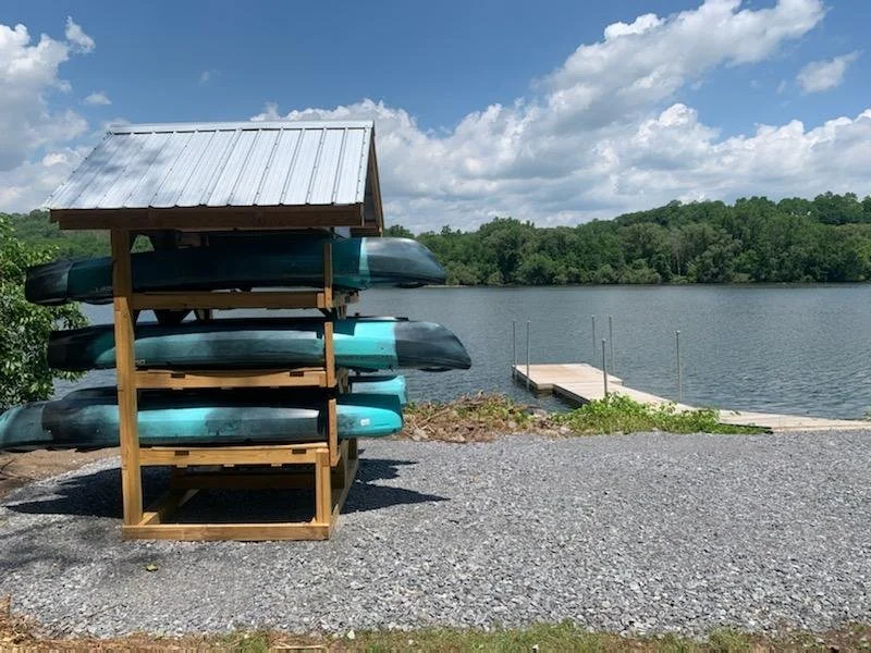 Self service kayak rental hub, side view
