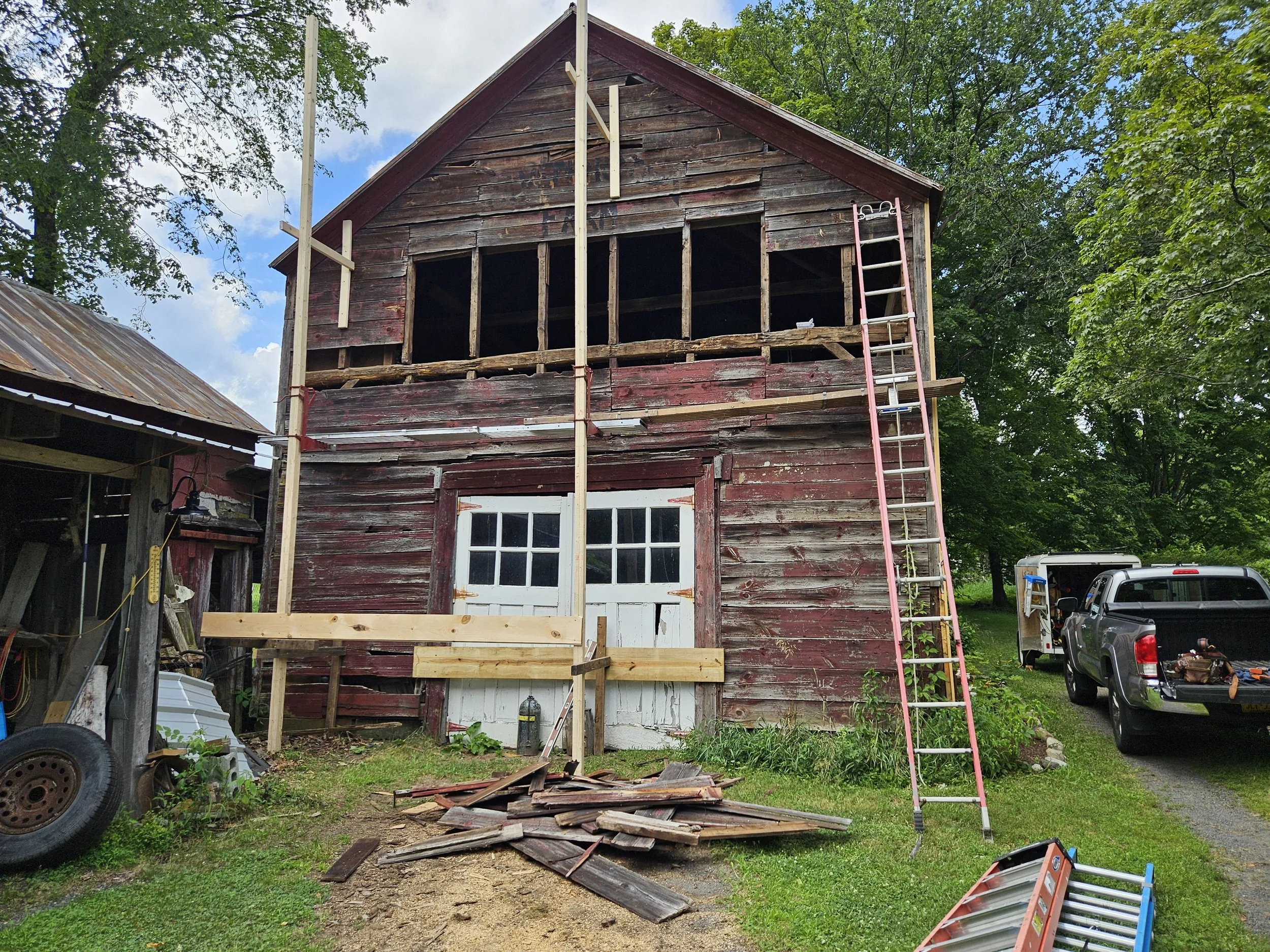 Front of Barn Restoration In Progress 1