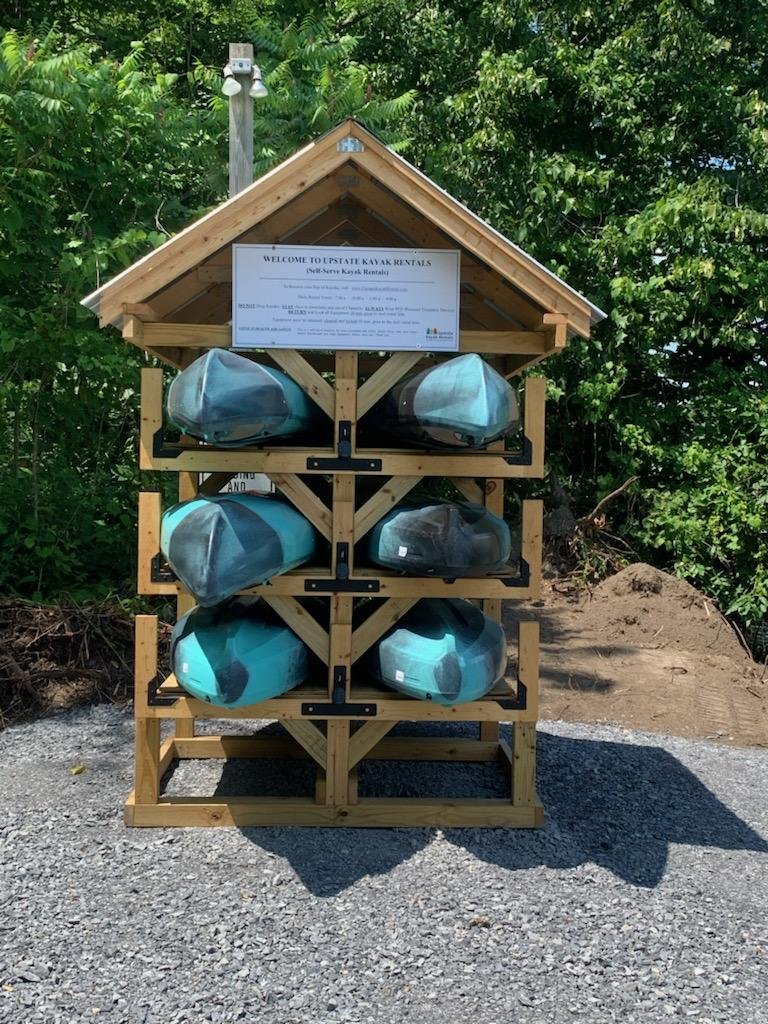 Self service kayak rental hub, front view