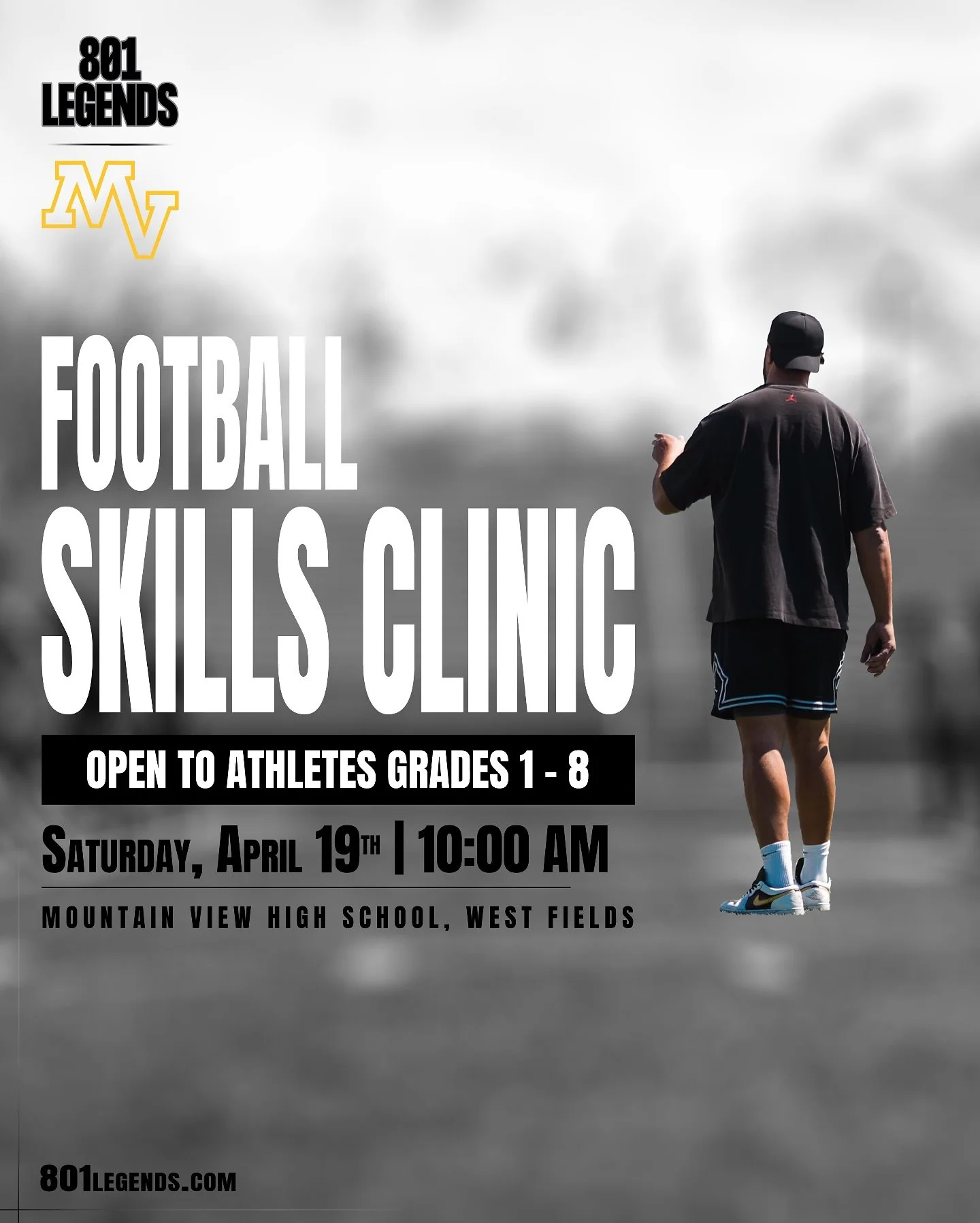 🏈 **FREE Football Skills Clinic with 801 Legends!** 🏈 
Train with **former NFL & college football players** and take your game to the next level! This clinic is perfect for athletes of all ages and skill levels. 
🗓️ *Date:* Saturday, April 1