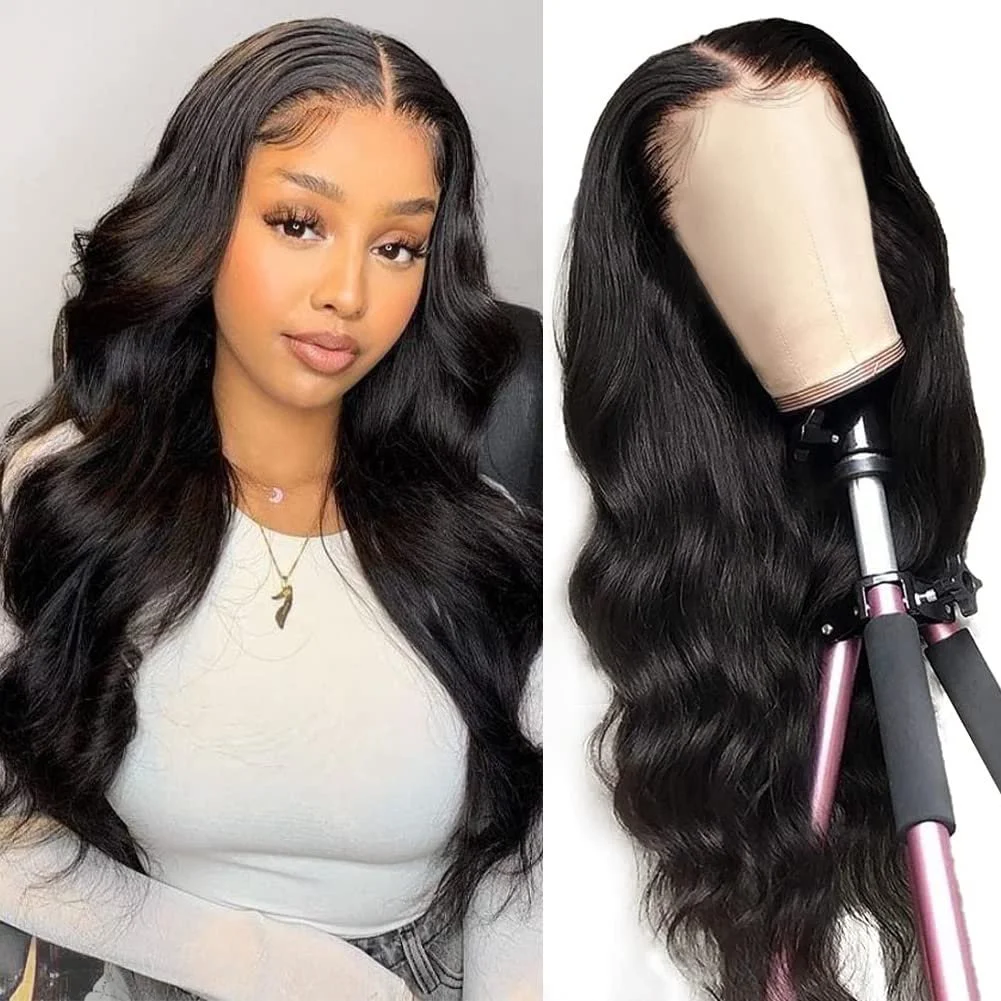 100% Human 26 Inch 13x6 Body Wave Wig HD Lace + Pre-Plucked, 180% Density Natural Color