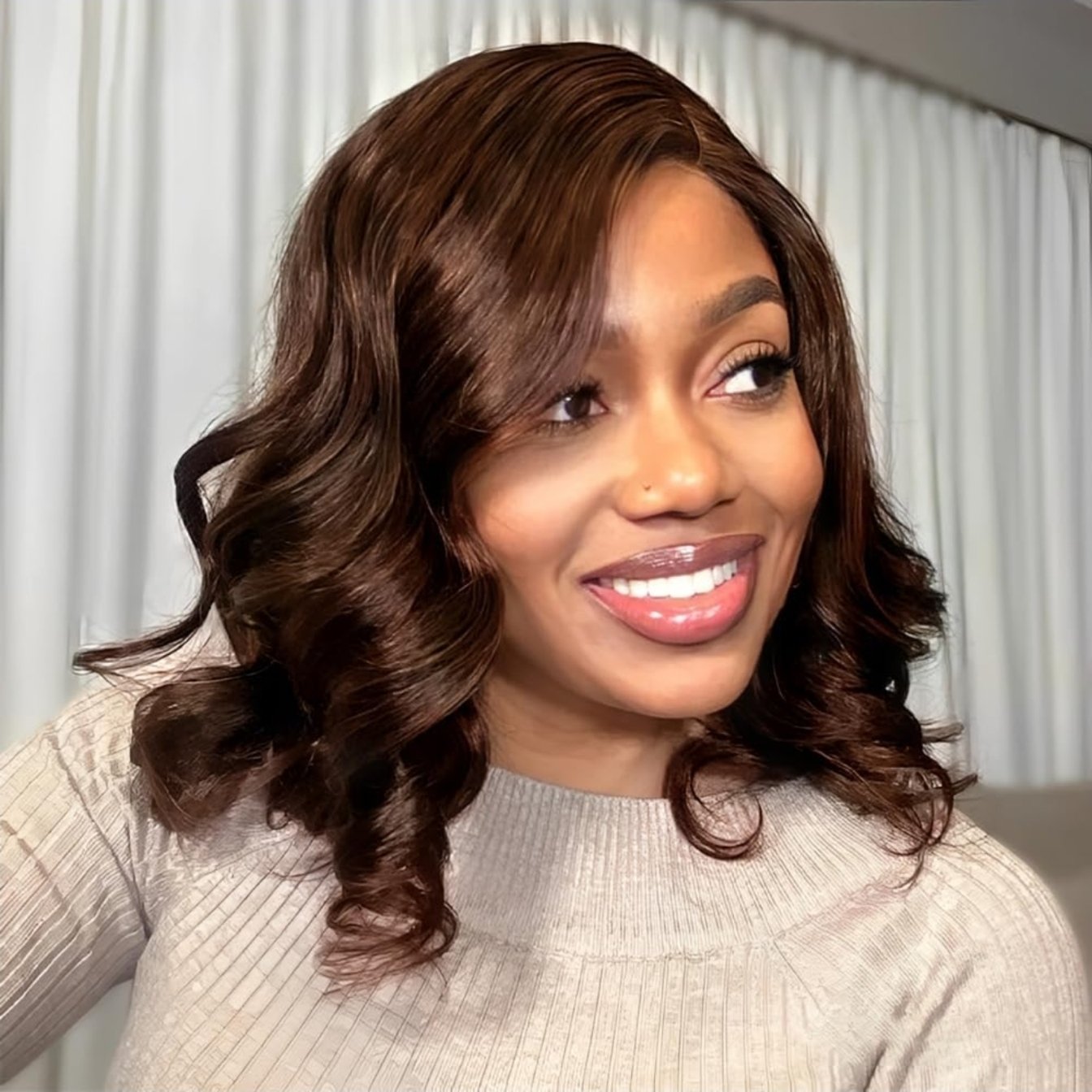 100% Human Loose body Glueless Bob Wig Black Brown 5x6 HD Lace Closure Wig Pre Plucked