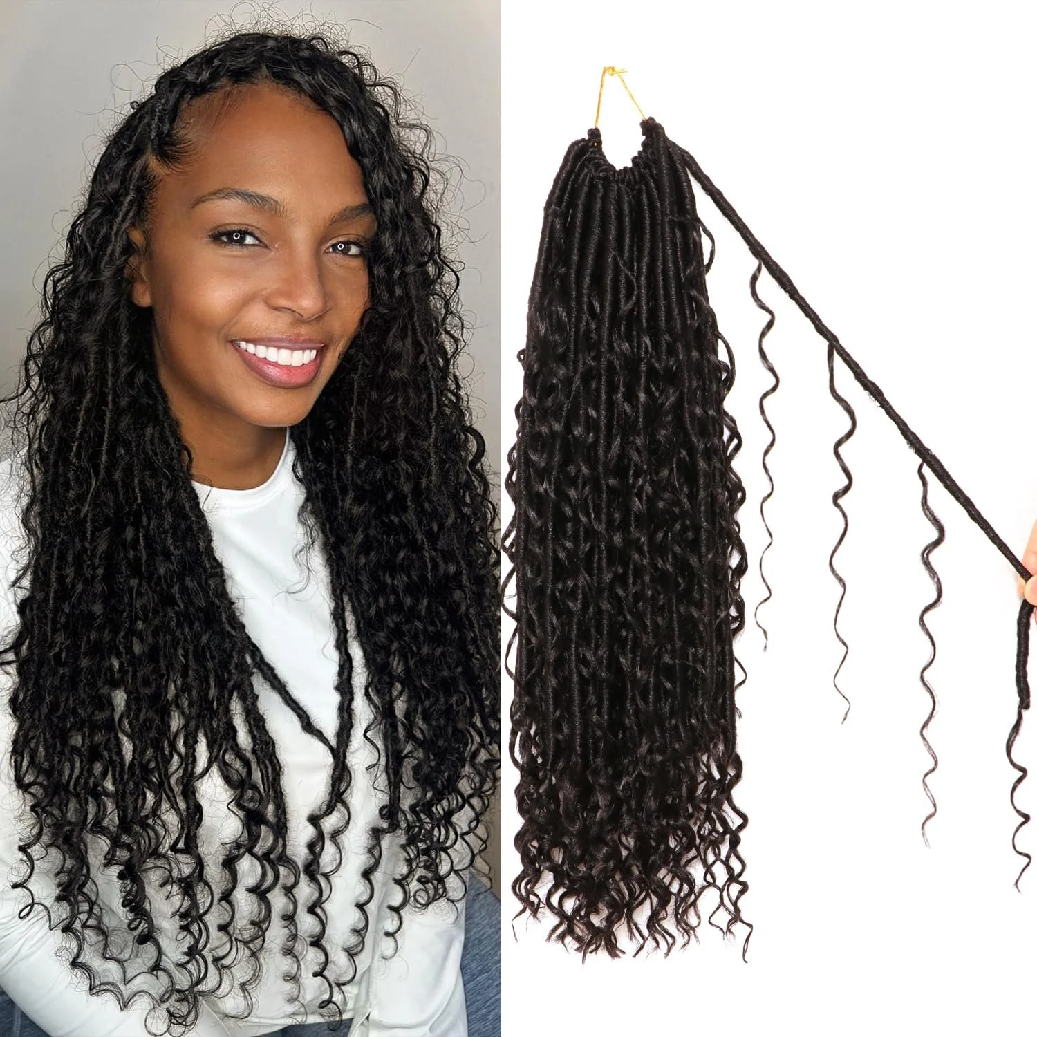 Pre-Looped XTRA Boho Goddess Locs Crochet Hair 8 Packs
