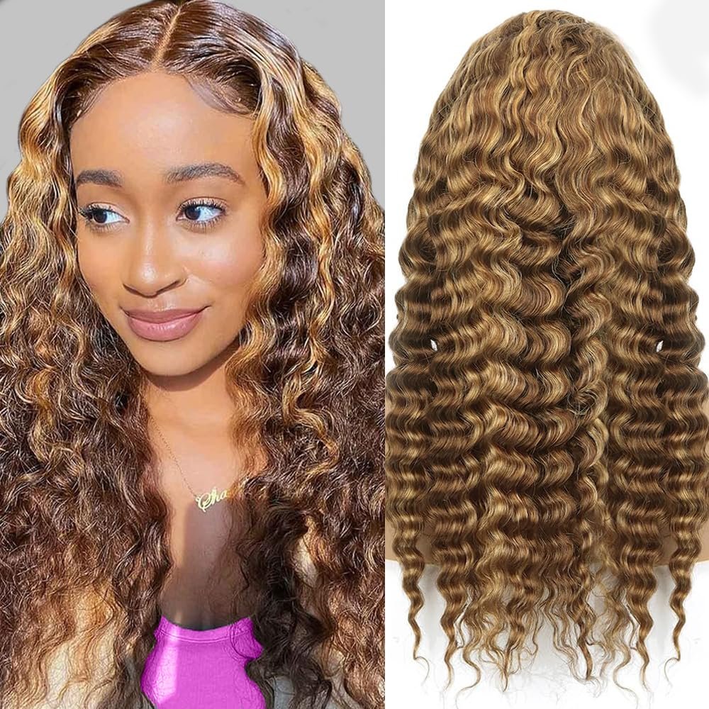100% Human 12A Unprocessed 30'' 13x6 HD Lace 4/27 Deep Wave Wig 200% Density W Pre Plucked Lace