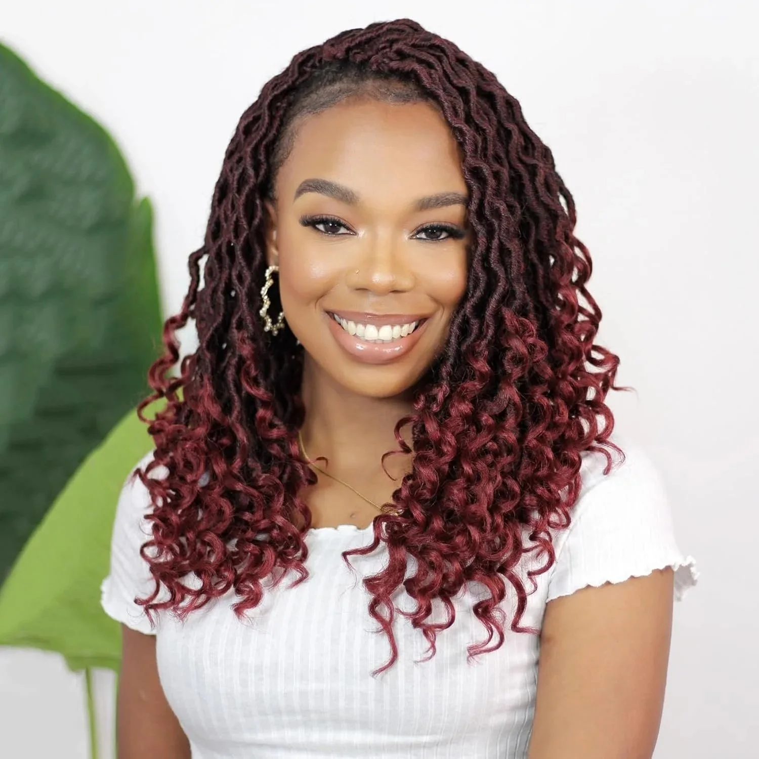 Pre-looped Faux Locs W curly ends Crochet Hair 8 packs