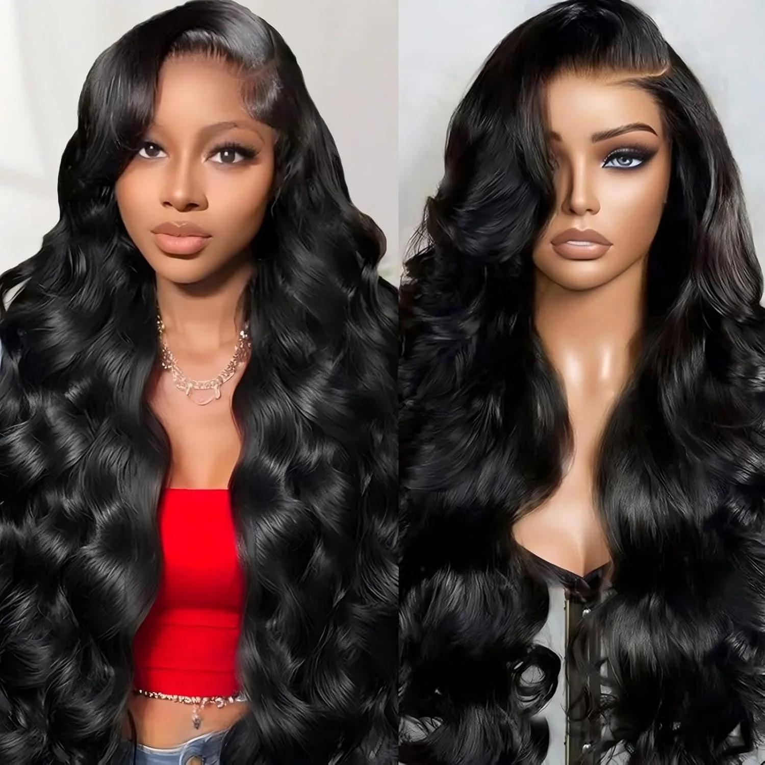 100% Human 13x6 #1B Body Wave Wig W HD Pre-plucked Lace 180% Density