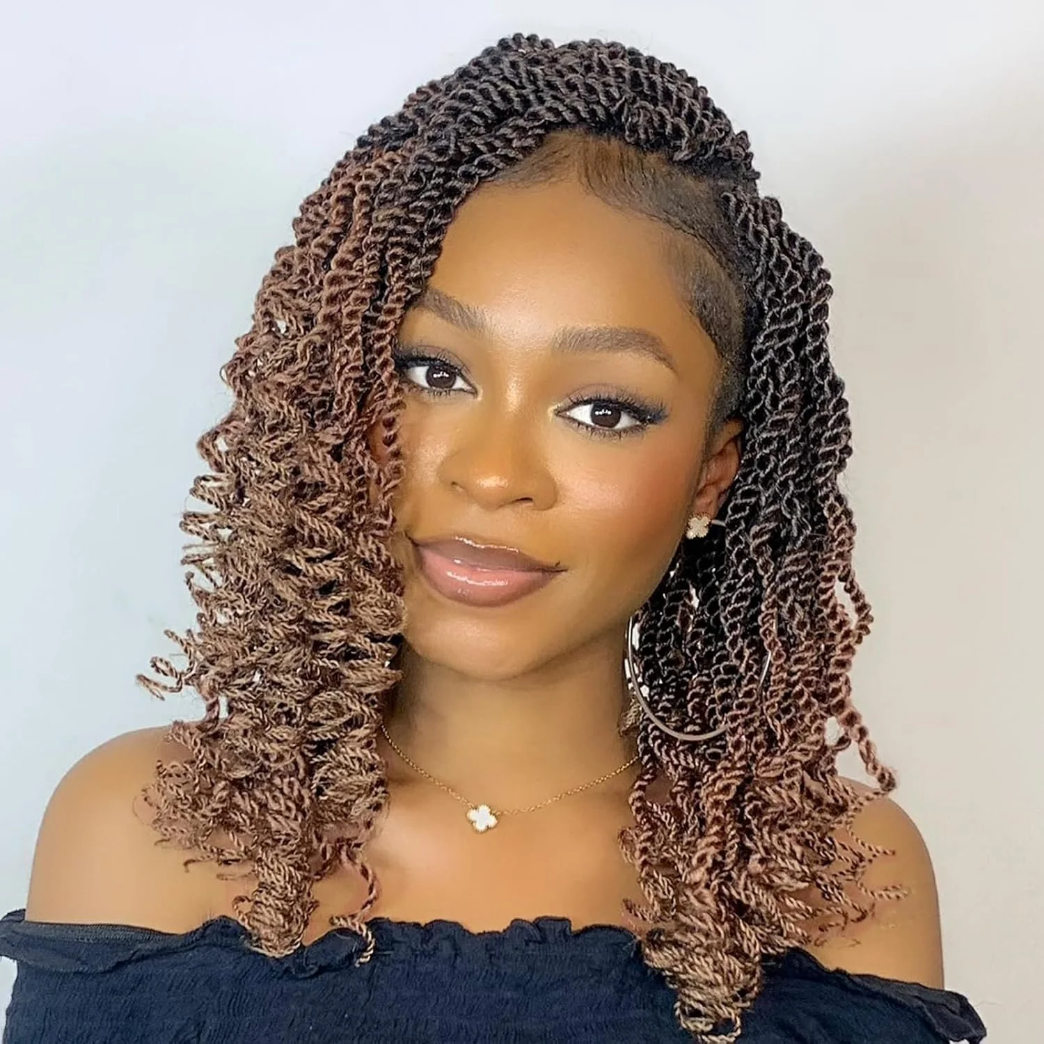 Pre-Looped Curly Senagalese Twist W curly ends Crochet Hair 8 packs