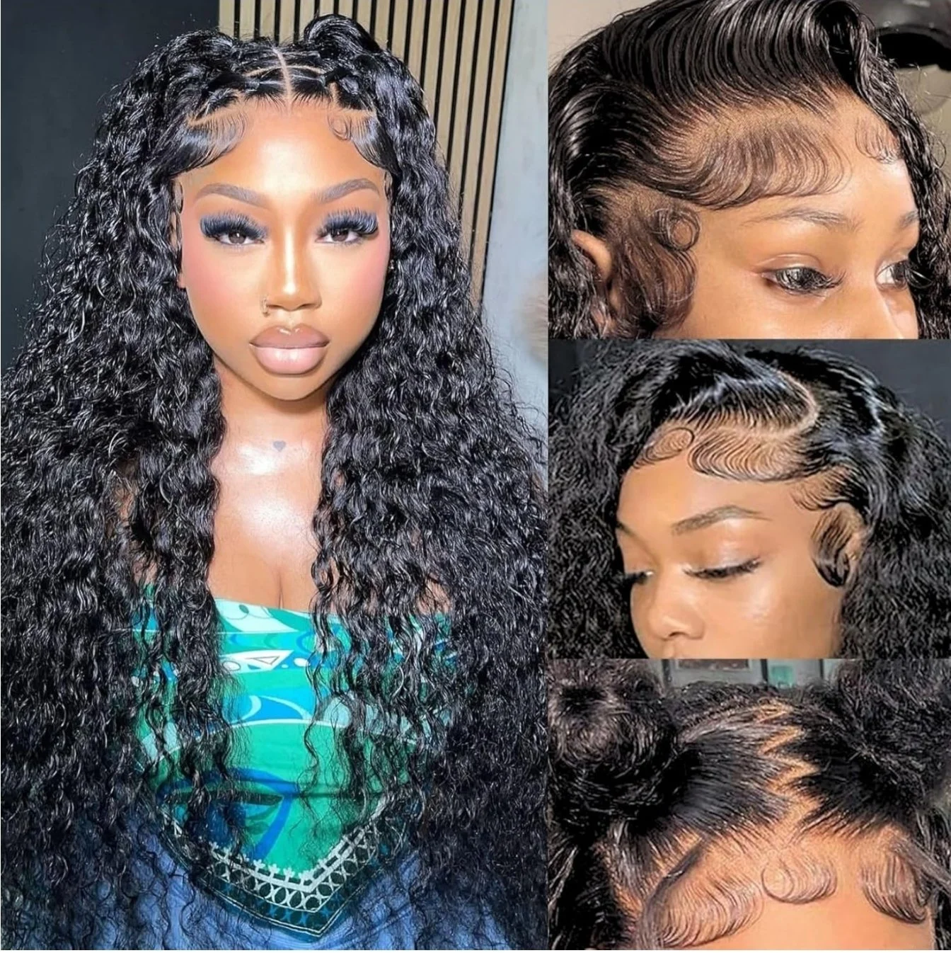 100% Human 28 Inch 13x6 Water Wave Lace Front Wig 200% Density Wet and Wavy Pre Plucked