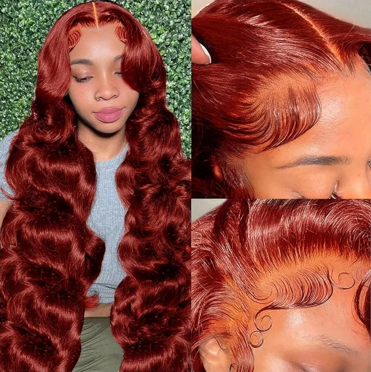 100% Human 13x6 Reddish Brown #33 Body Wave 28" 180% Density