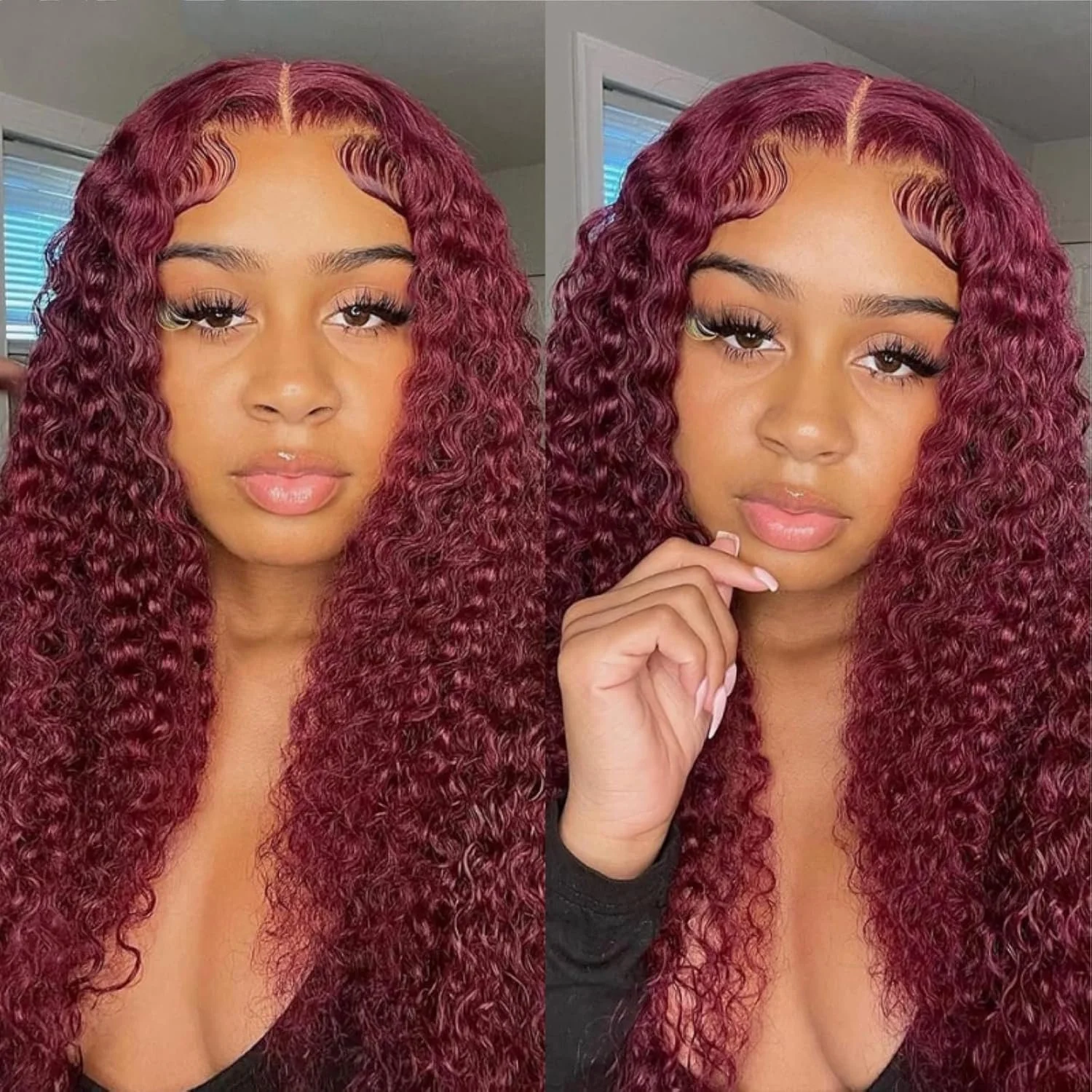 100% Human 99J Deep Wave Wig 13x6 Transparent Lace WW  Pre Plucked Brazilian Virgin hair 180% Density