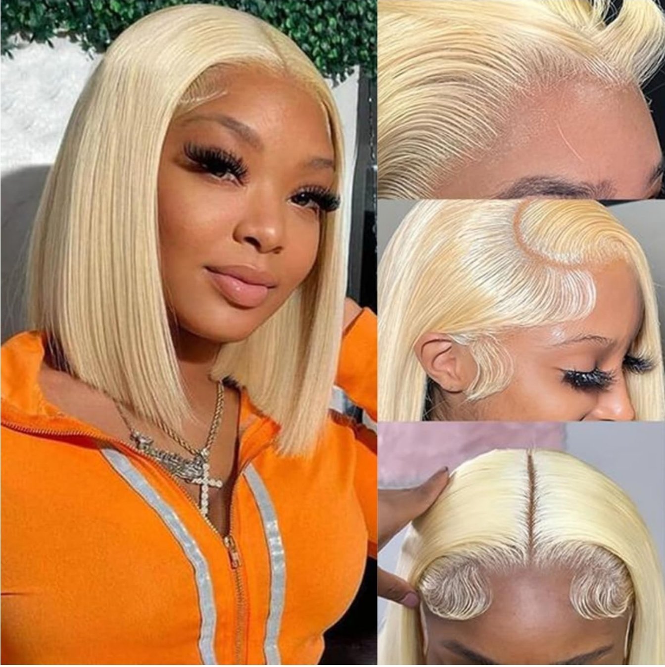 100% Human Straight 613 Bob Wig Human Hair 180 Density 13x4 HD Transparent Lace Wig with Baby Hair