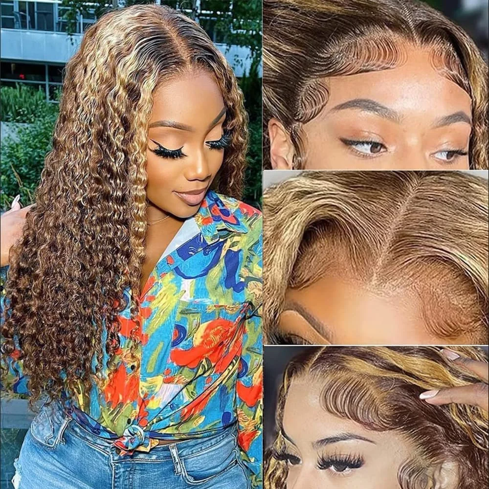 Ombre Deep Wave Lace Front Wig - Honey Blonde