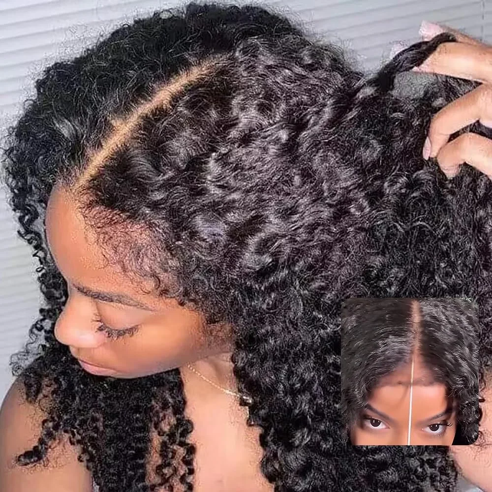 100% Human Kinky Curly 6x4 Wear and Go W Kinky Curly edges 180% Density