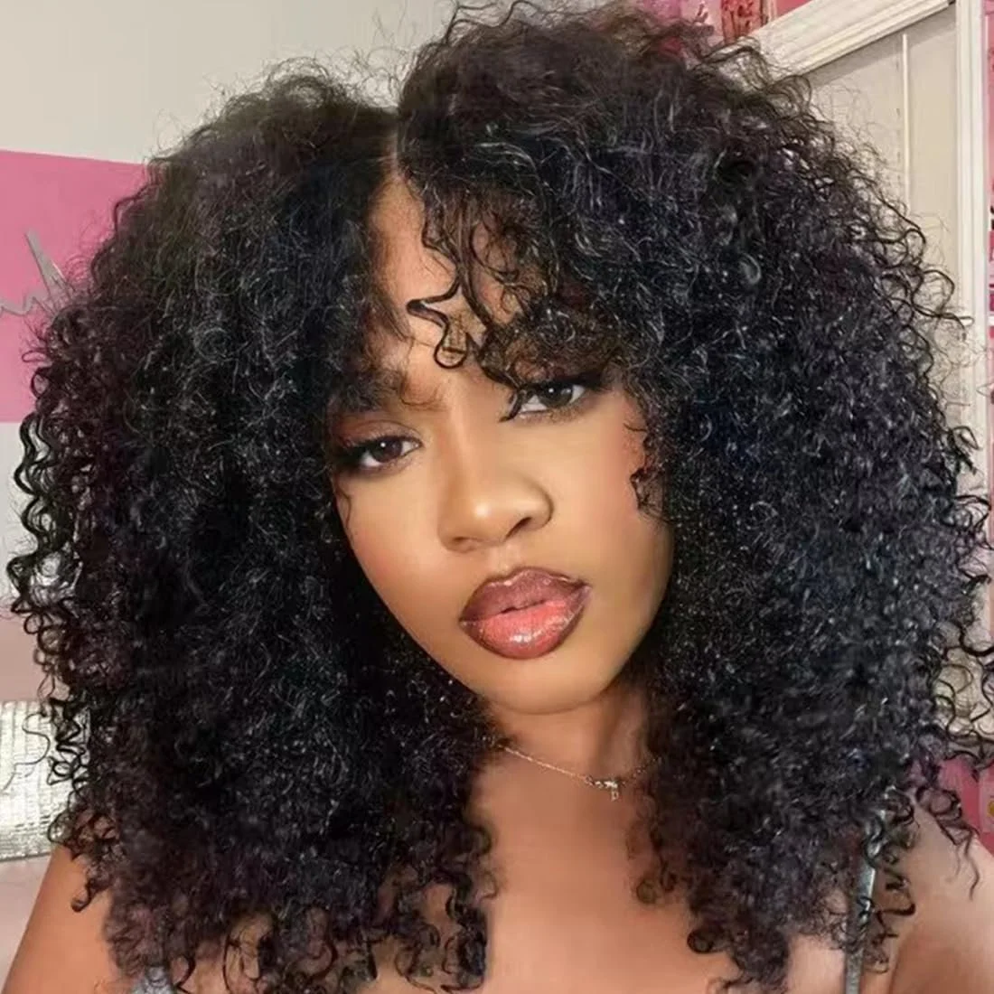 100% Human Brazilian 13x6 Kinky Curly Lace Front Wig Pre Plucked, W Natural Hairline 180% Density