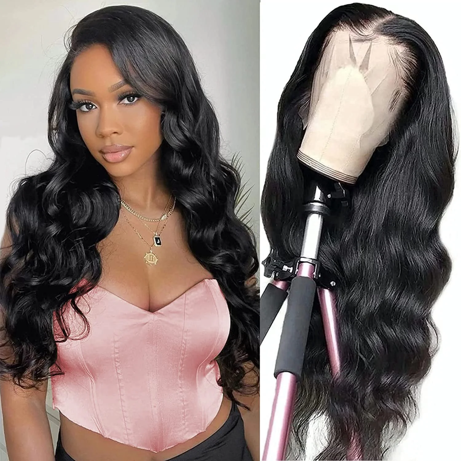 100% Human 10A 13x6 Body Wave HD Lace 180% Density W Baby Hair 26 Inch