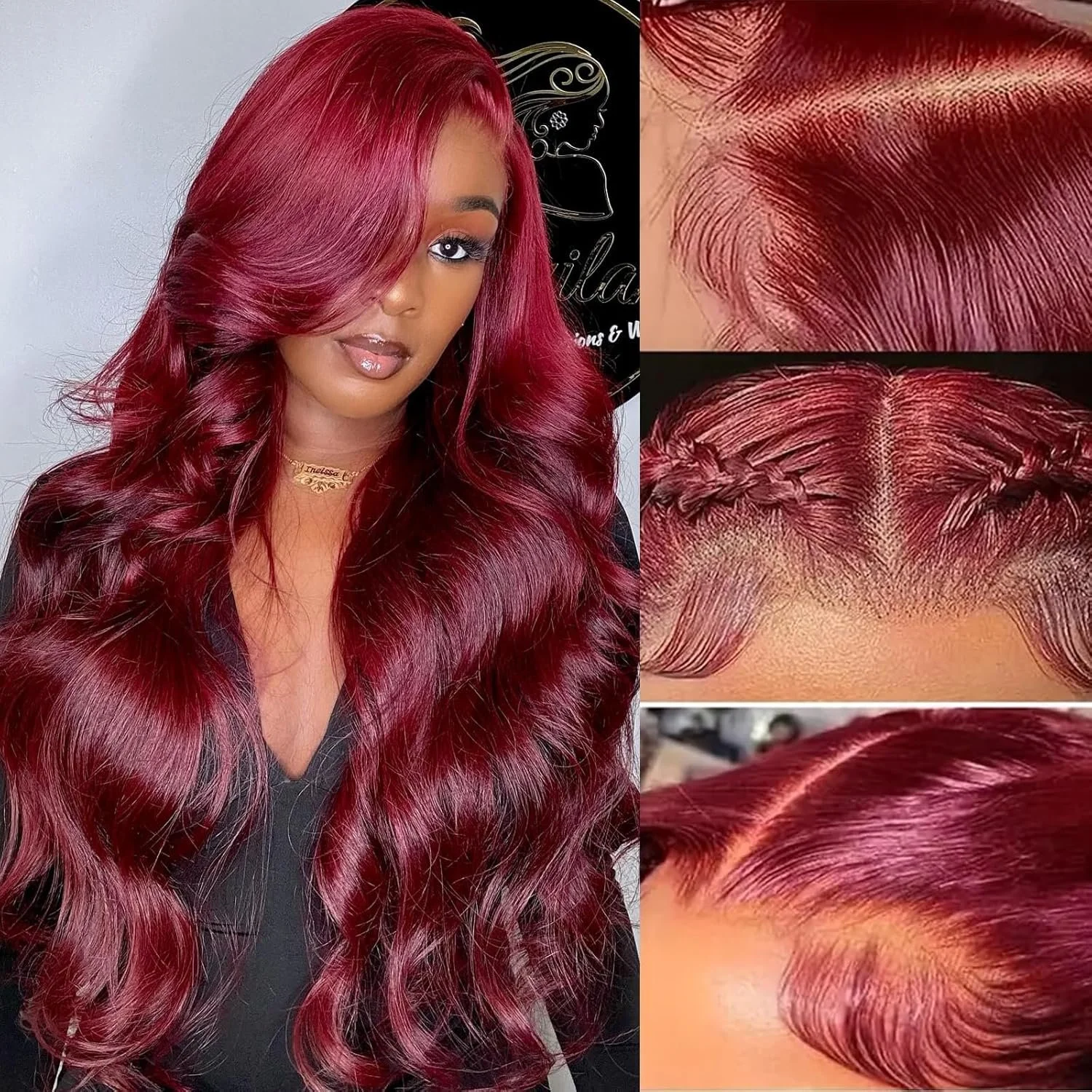 100% Human 99J 13x6 Body Wave Wig Swiss Lace Pre-plucked W Baby Hair 180% Density