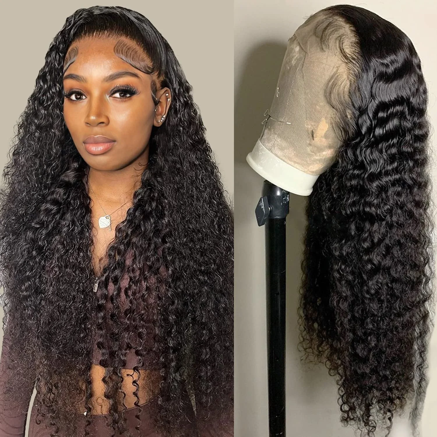 100% Human 13x6 Deep Wave Wig HDD Lace 200% Density, Pre Plucked w Baby hair Natural Color