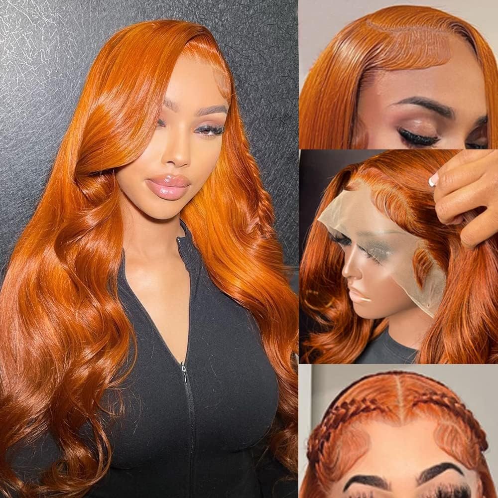 100% Human Ginger 13x4 HD Pre-plucked Lace W Baby Hair 180% Density 30 Inch