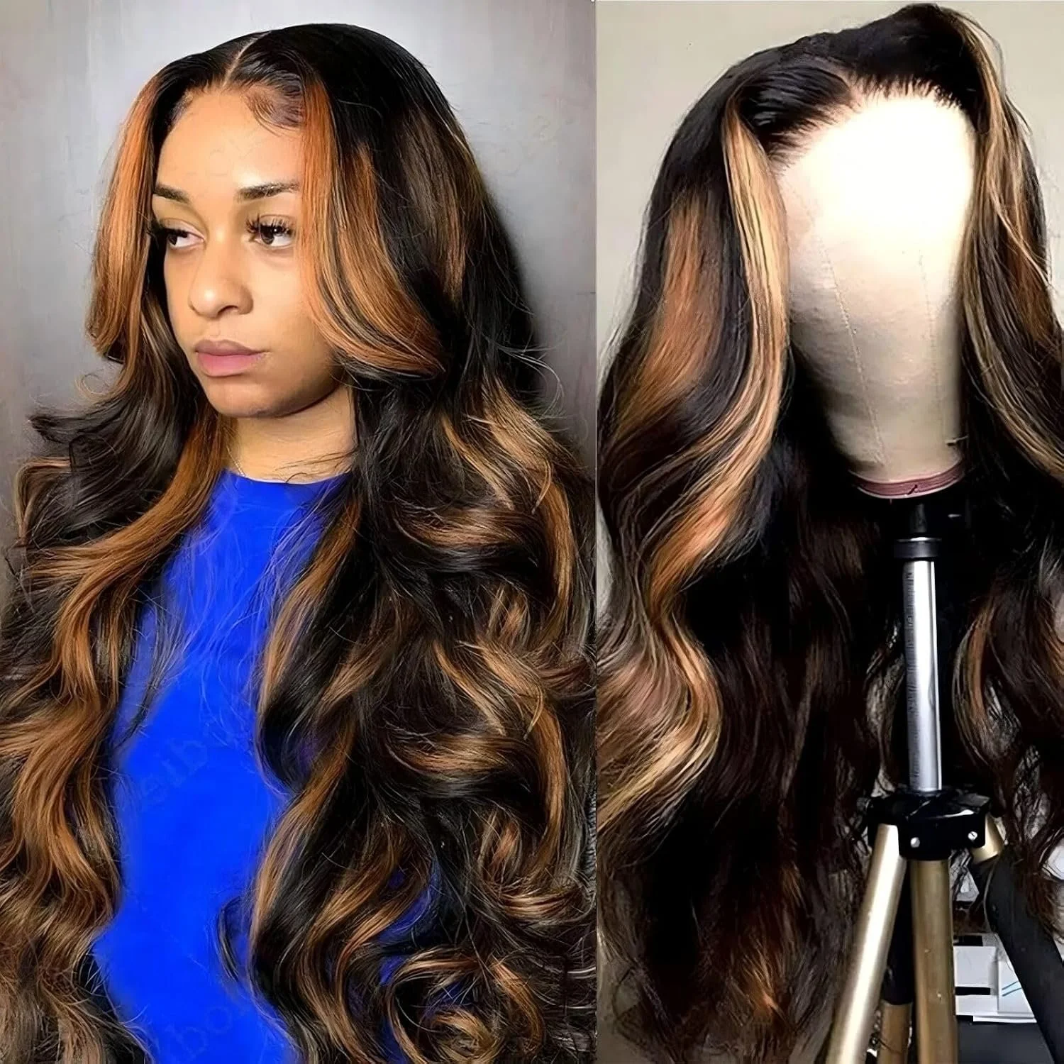 100% Human Highlight 1b/30 Body Wave Wig W Pre-plucked HD lace 180% Density