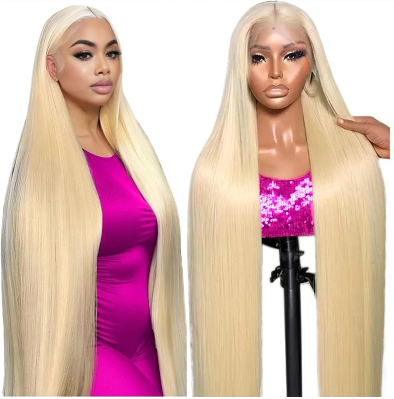 100% Human 32 Inch 613 13x6 Lace Front Wig 200% Density Straight HD Lace Wig Pre Plucked with Baby Hair