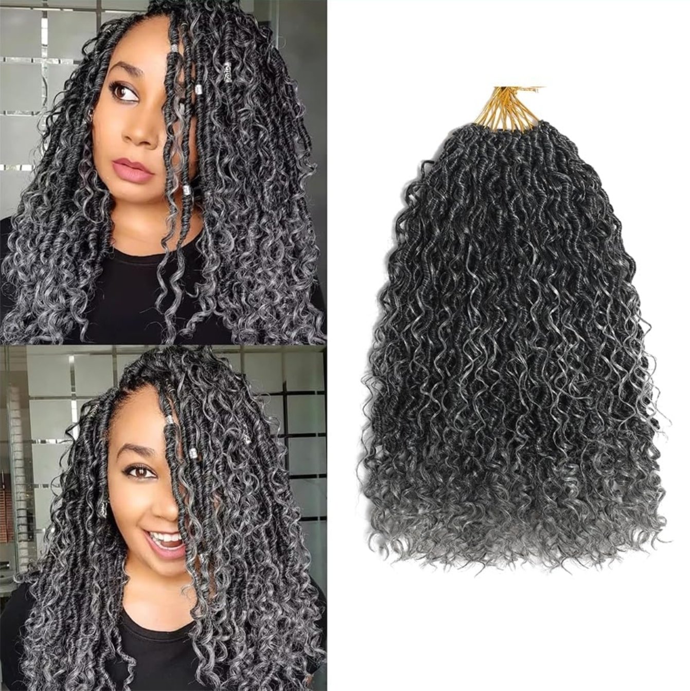 Top Quality Bohemain River Locs Crochet Pre Looped ( 1B/Gray)
