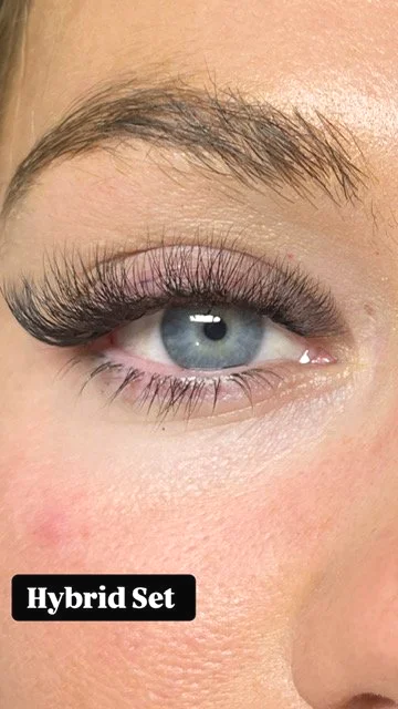 Custom Hybrid lash extensions by Beautified Aesthetics in Memphis, TN. A textured lash set with soft volume and definition, customized to complement the client's eyes.