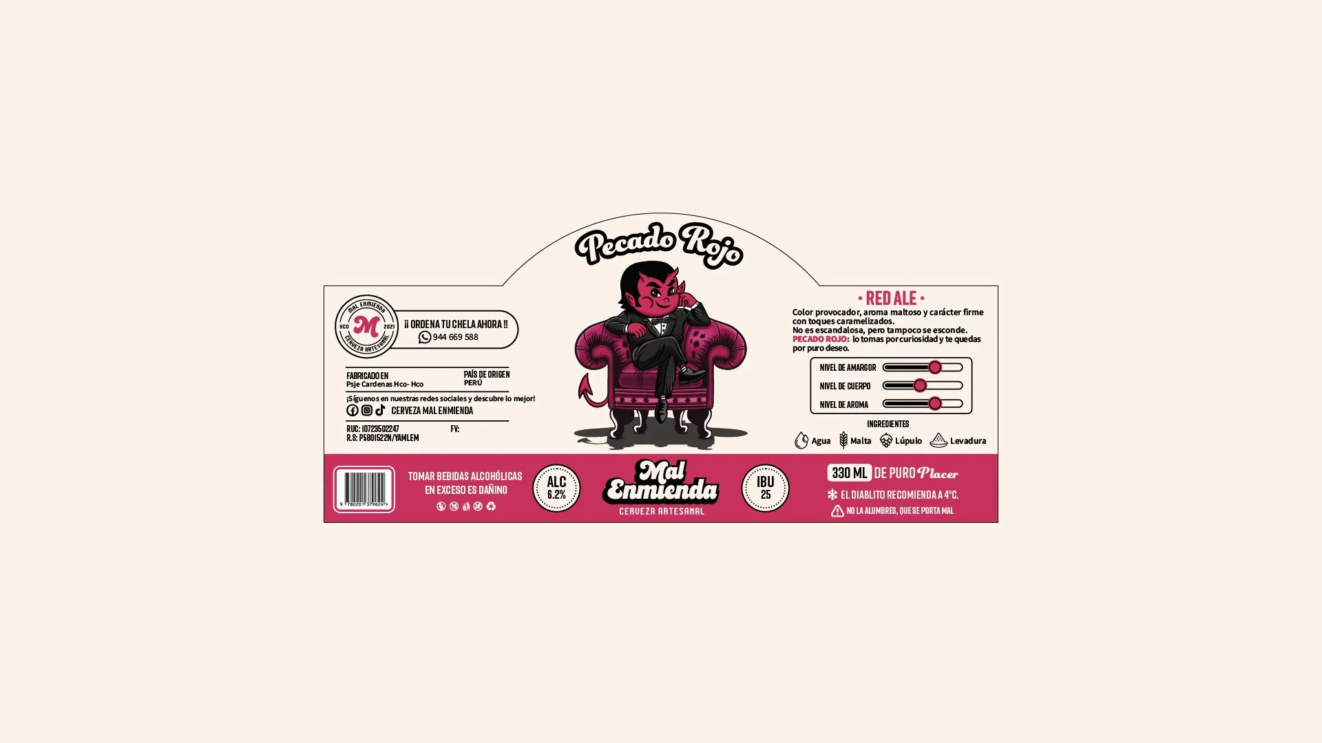Etiquetas para cerveza artesanal - Diseño para Mal Enmienda