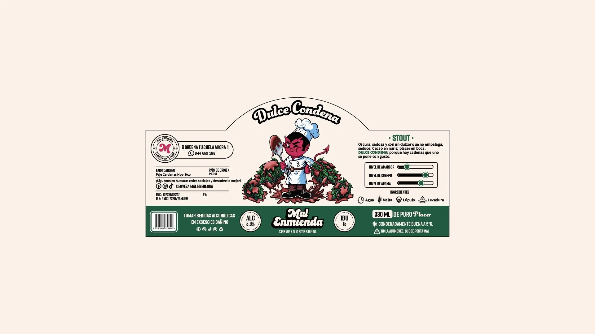 Etiquetas para cerveza artesanal - Diseño para Mal Enmienda