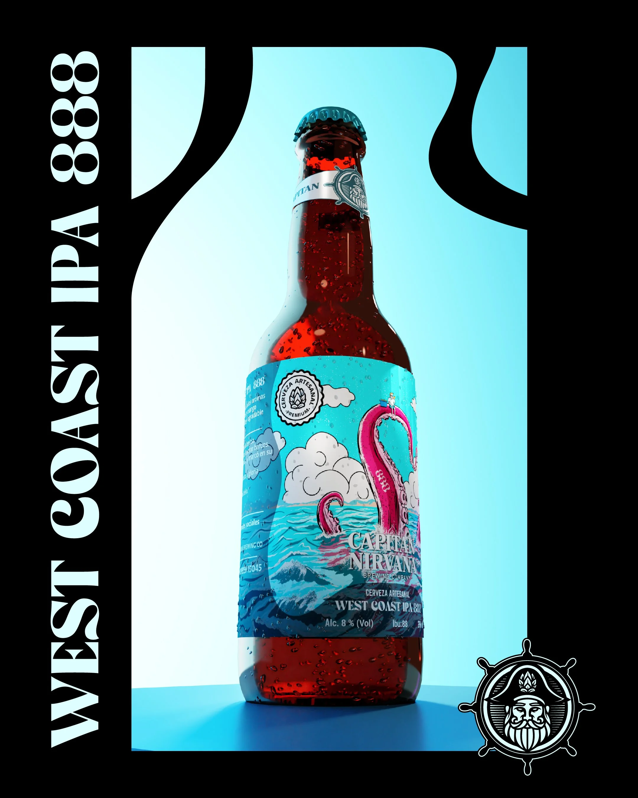 Etiqueta de cerveza artesanal - Diseño para Capitán Nirvana