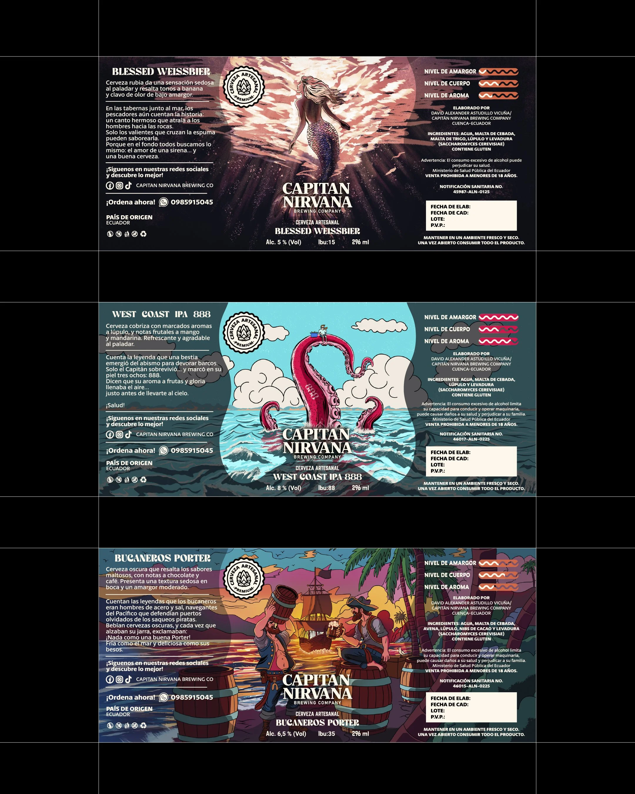 Etiqueta de cerveza artesanal - Diseño para Capitán Nirvana