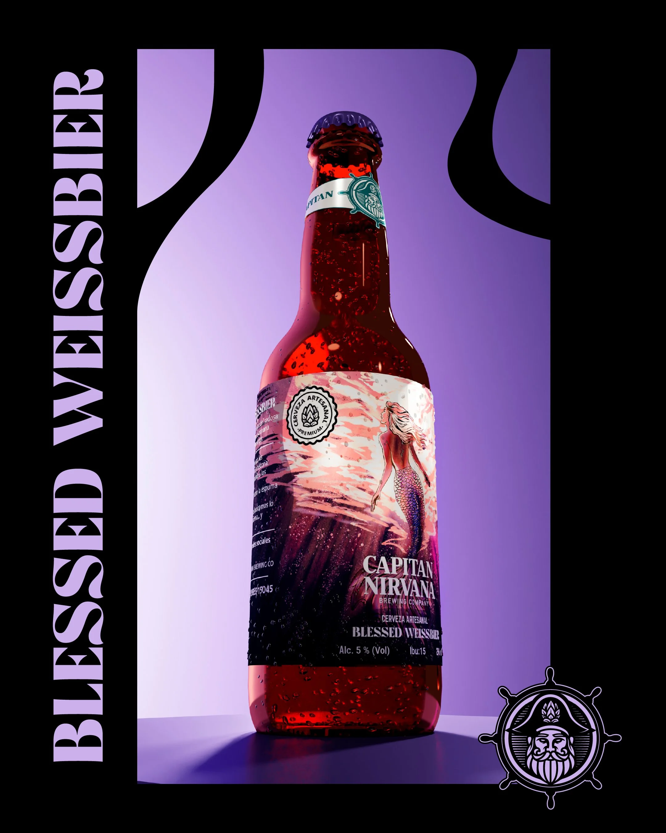 Etiqueta de cerveza artesanal - Diseño para Capitán Nirvana