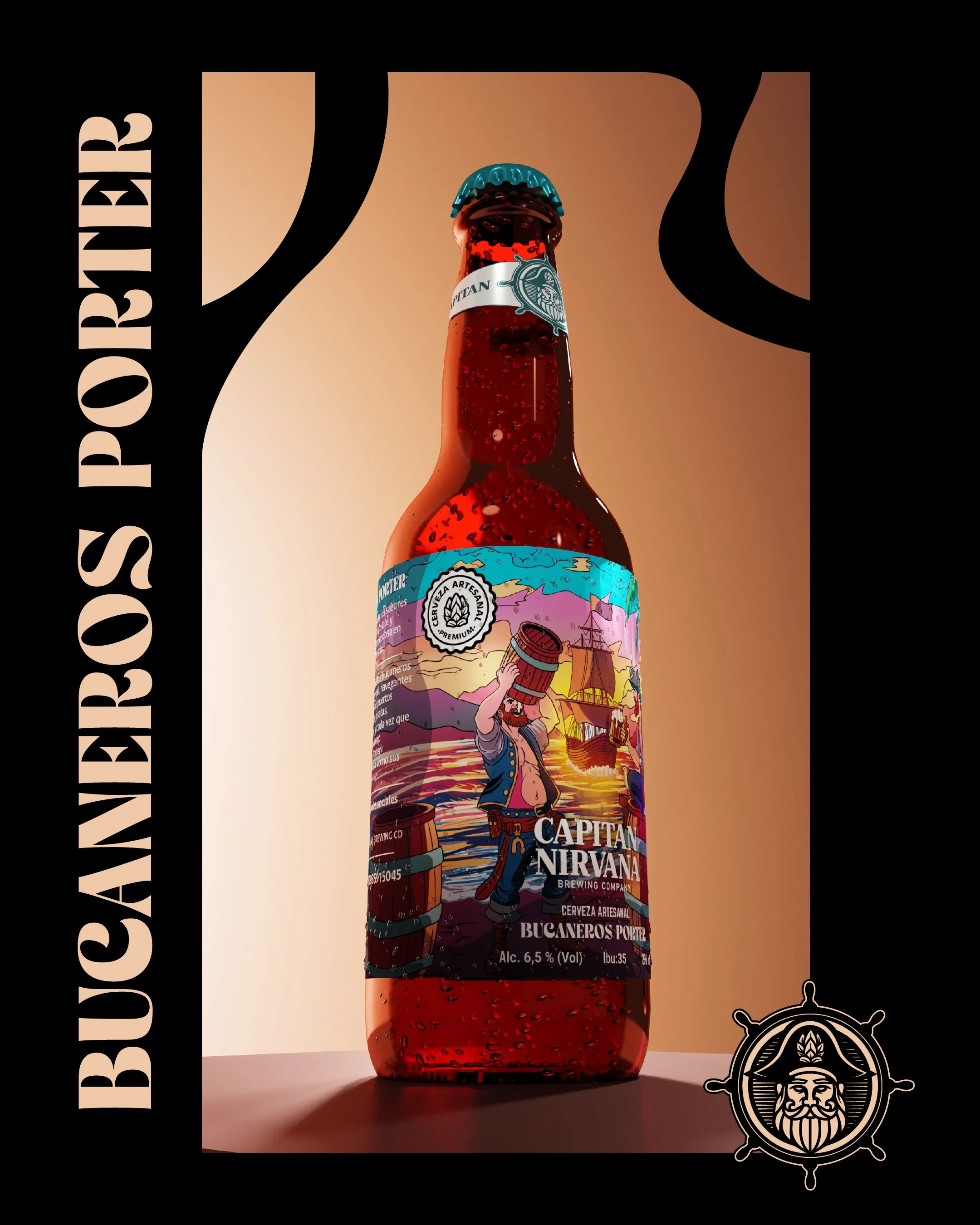 Etiqueta de cerveza artesanal - Diseño para Capitán Nirvana